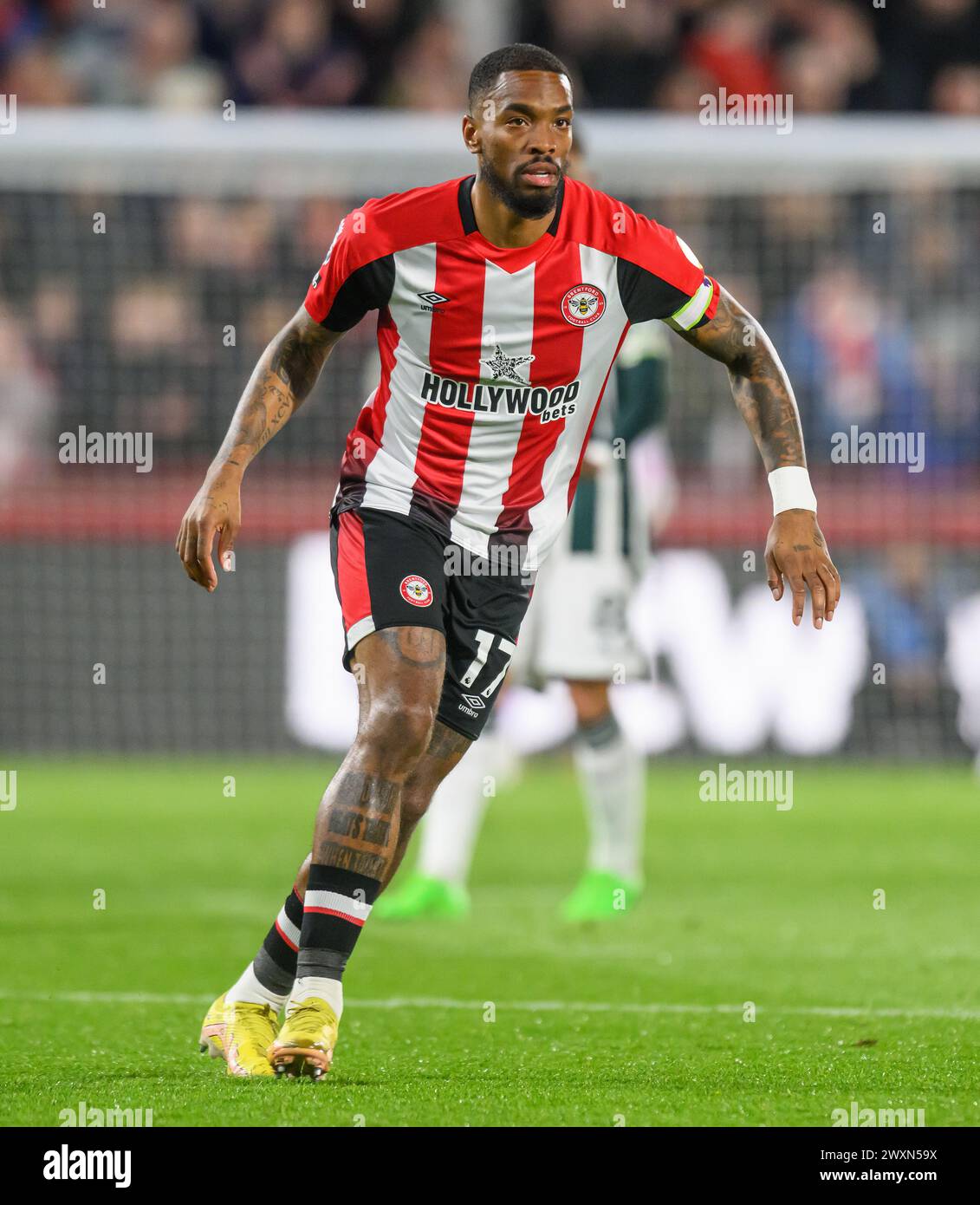 London, UK. 30th Mar, 2024  - Brentford v Manchester United - Premier League - GTech Community Stadium.                                         Brentford's Ivan Toney in action against Manchester United.             Picture Credit: Mark Pain / Alamy Live News Stock Photo