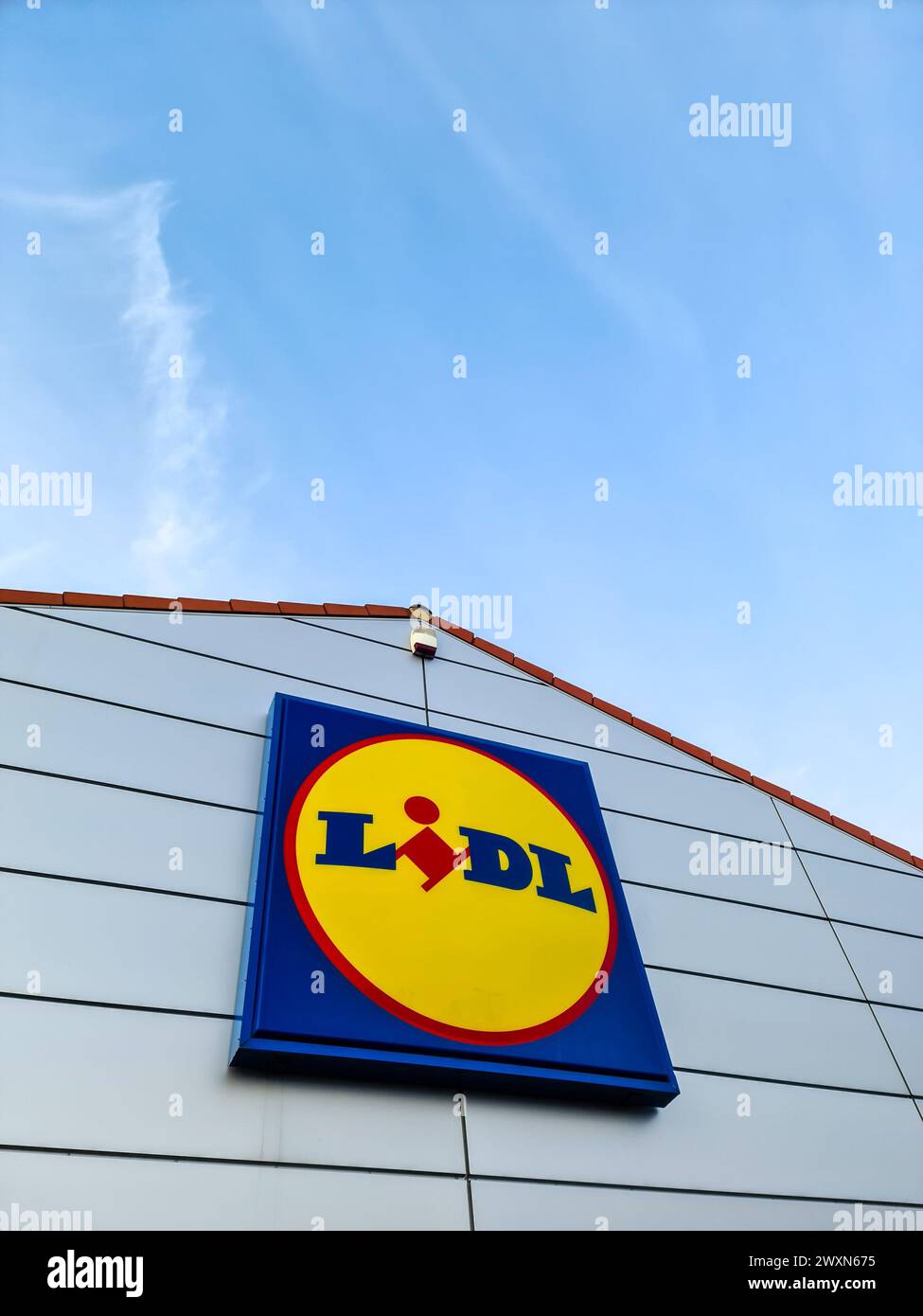 Kiel, Germany 01. April 2024 The logo of the Lidl discount chain on