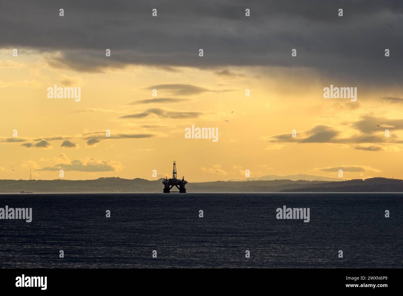 Oil Rig Moored in the Firth of Forth, Fife, Scotland, UK Stock Photo