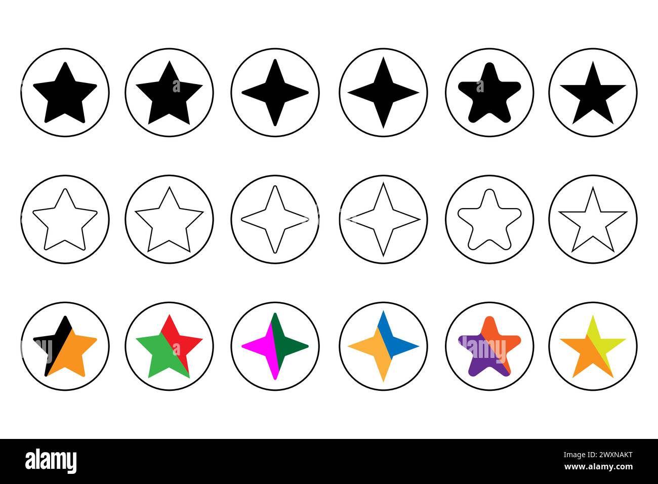 5 star circle shape icon set vector Stock Vector Image & Art - Alamy