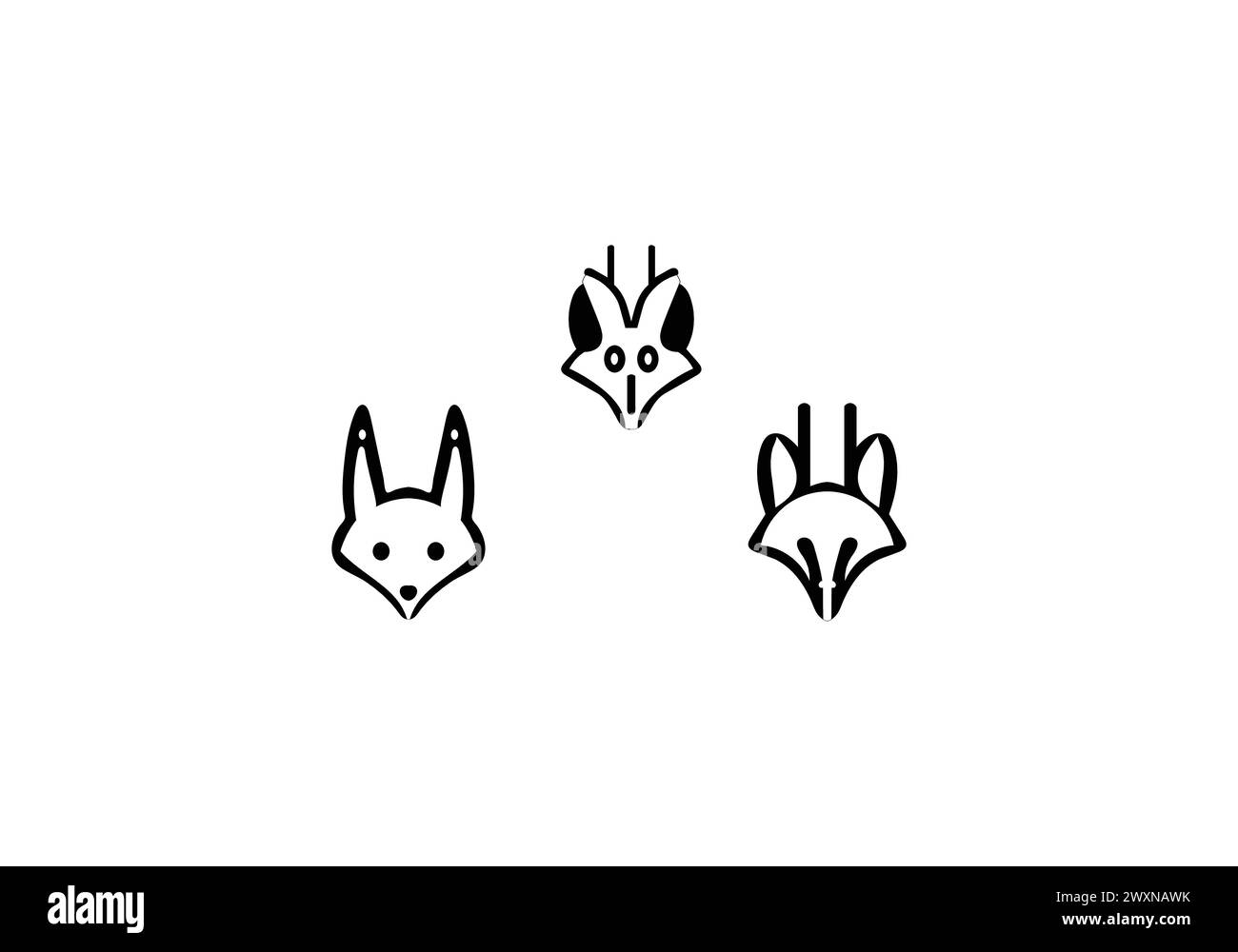 Amazing Cross Fox minimal icon illustration design Stock Vector