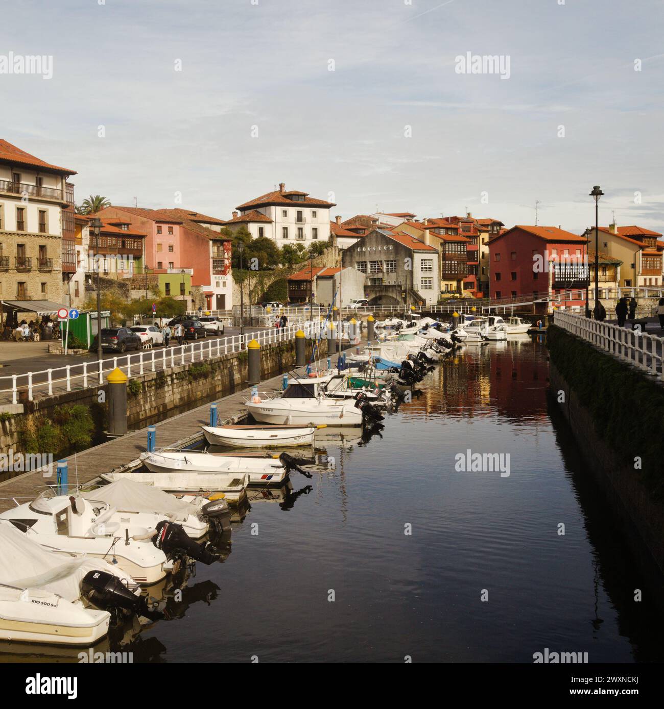 Llanes, Asturias, Spain - November 11 2023: Tourists and locals enjoy ...
