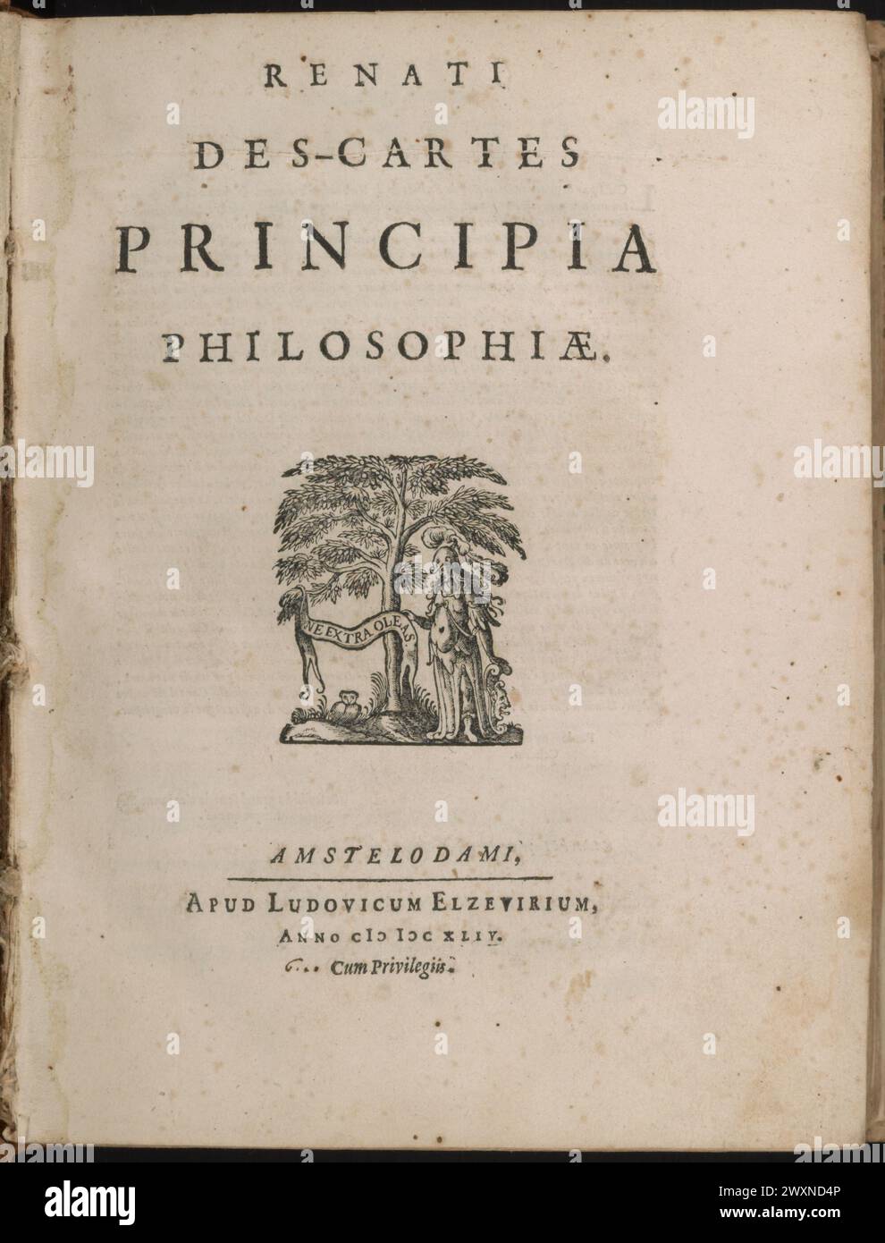 Vintage Title Page for 'Principia Philosophiae' by philospher René Descartes (Principles of Philosophy) Stock Photo