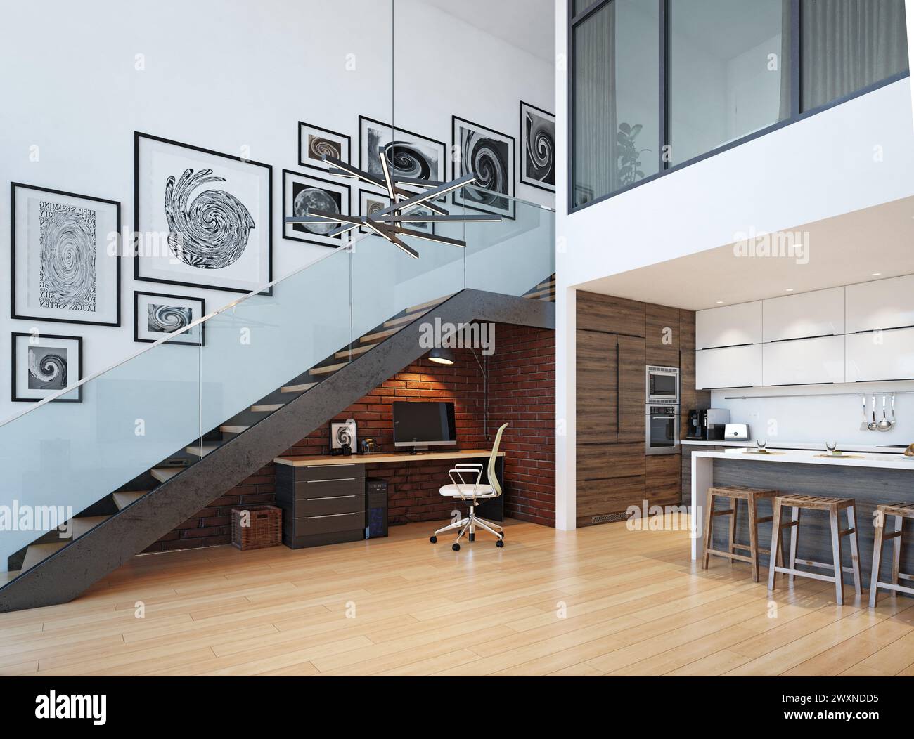 modern home office interior. 3d rendering design concept Stock Photo ...