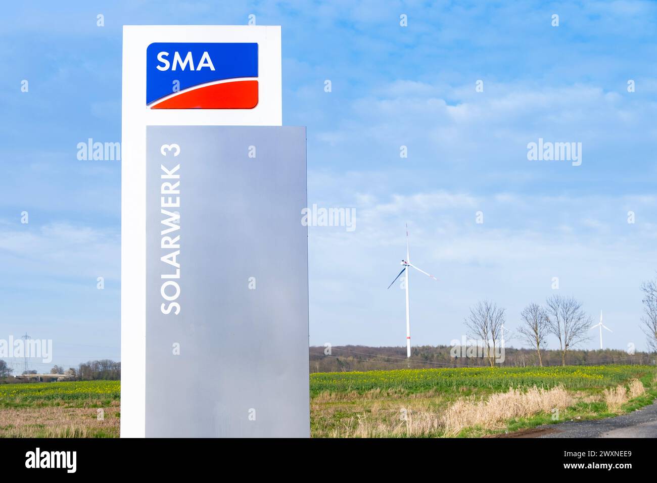 SMA company's logo, SMA Solar Technology AG, global manufacturer inverters, photovoltaic solar systems, Renewable Energy, Green Technology, Sustainabl Stock Photo