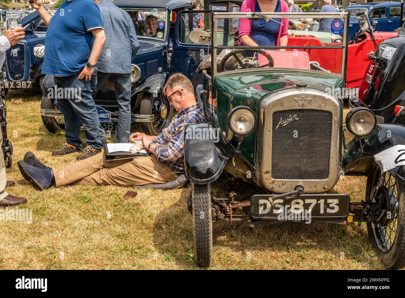 Classic cars at the Beamish Reliability Trial in Bainbridge Yorkshire 2023 Stock Photo
