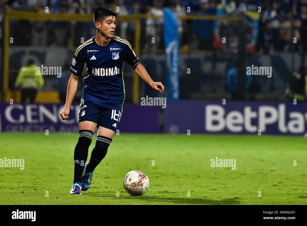 Bogota, Colombia. 30th Mar, 2024. Millonarios Daniel Felipe Ruiza during the BetPlay DIMAYOR league match between Millonarios (2) and Fortaleza (1) in Bogota, Colombia, March 30, 2024. Photo by: Cristian Bayona/Long Visual Press Credit: Long Visual Press/Alamy Live News Stock Photo