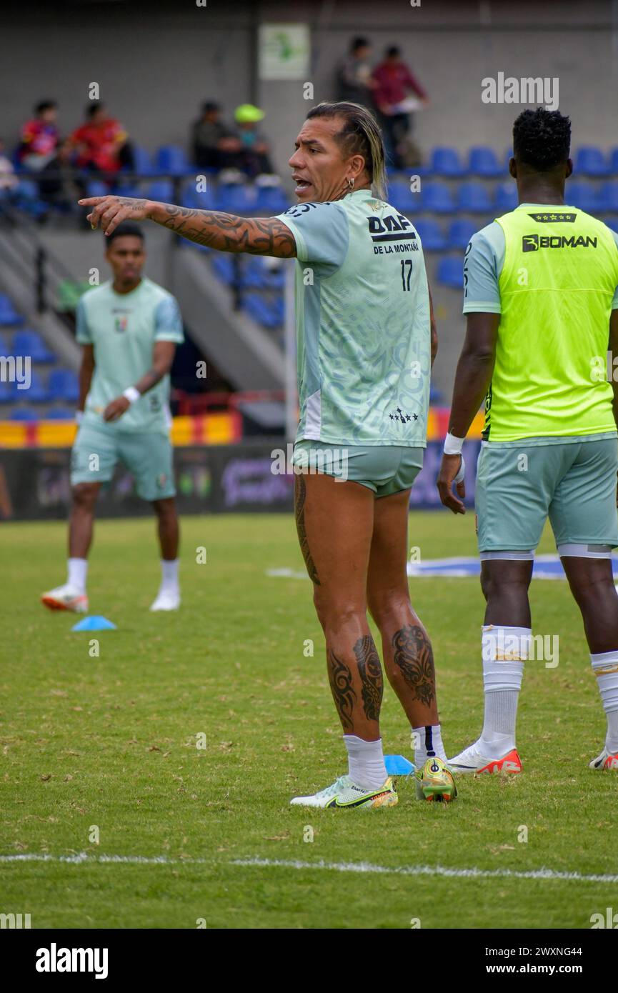 Pasto, Colombia. 30th Mar, 2024. Once Caldas forward Dayro Moreno plays during the BetPlay DIMAYOR league match between Once Caldas and Deportivo Pasto in Pasto, Colombia, March 30, 2024. Photo by: Camilo Erasso/Long Visual Press Credit: Long Visual Press/Alamy Live News Stock Photo