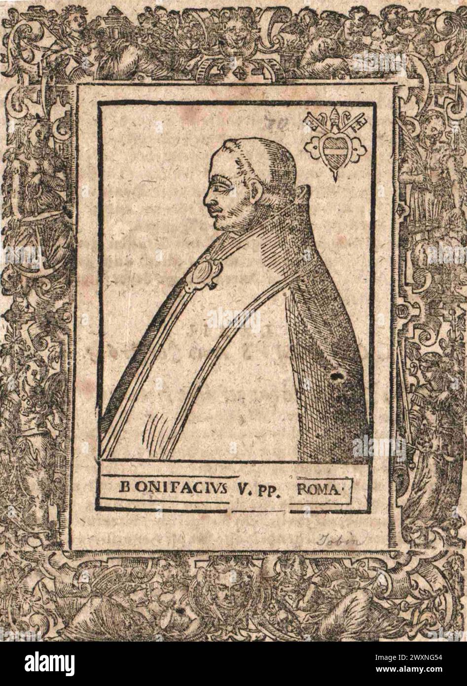 A 16th Century engraving of Pope Boniface V who was pontiff