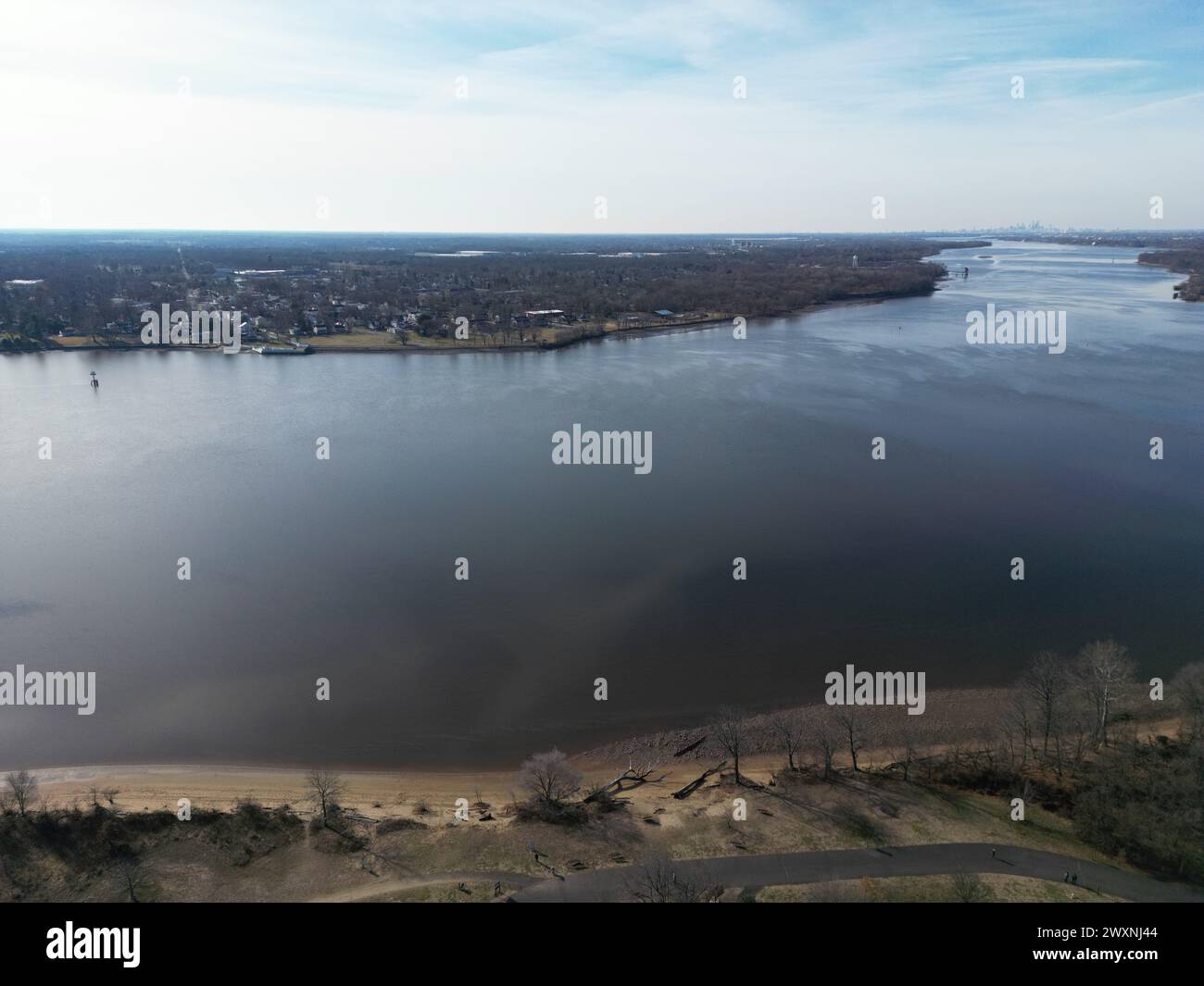 An aerial view of the Delaware - An Aerial View Of The Delaware River United States 2WXNJ44 