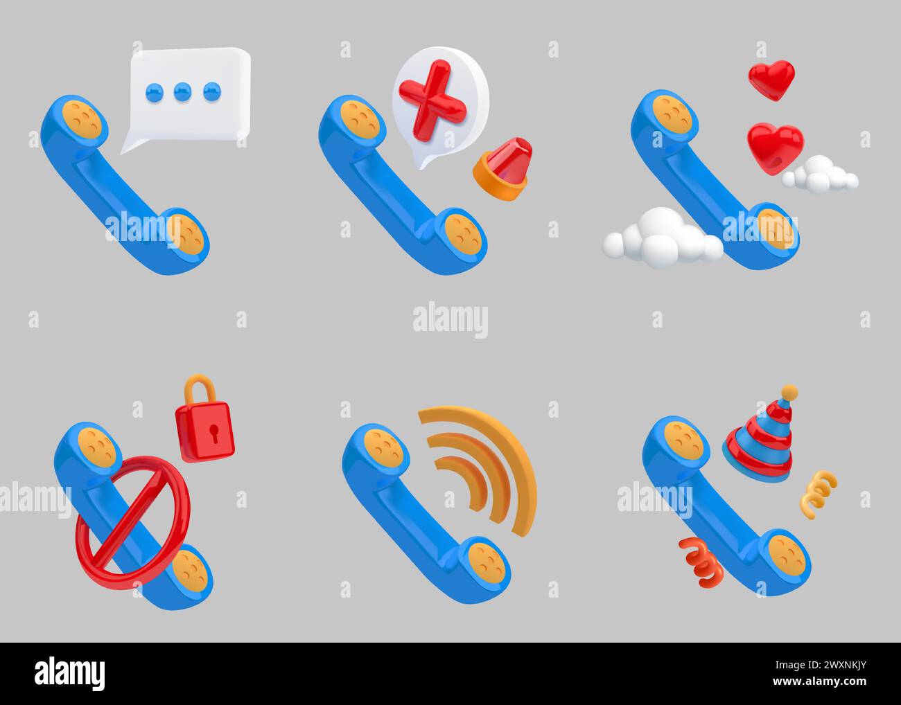 3D call icon. Phone customer service contact or support hotline. Render