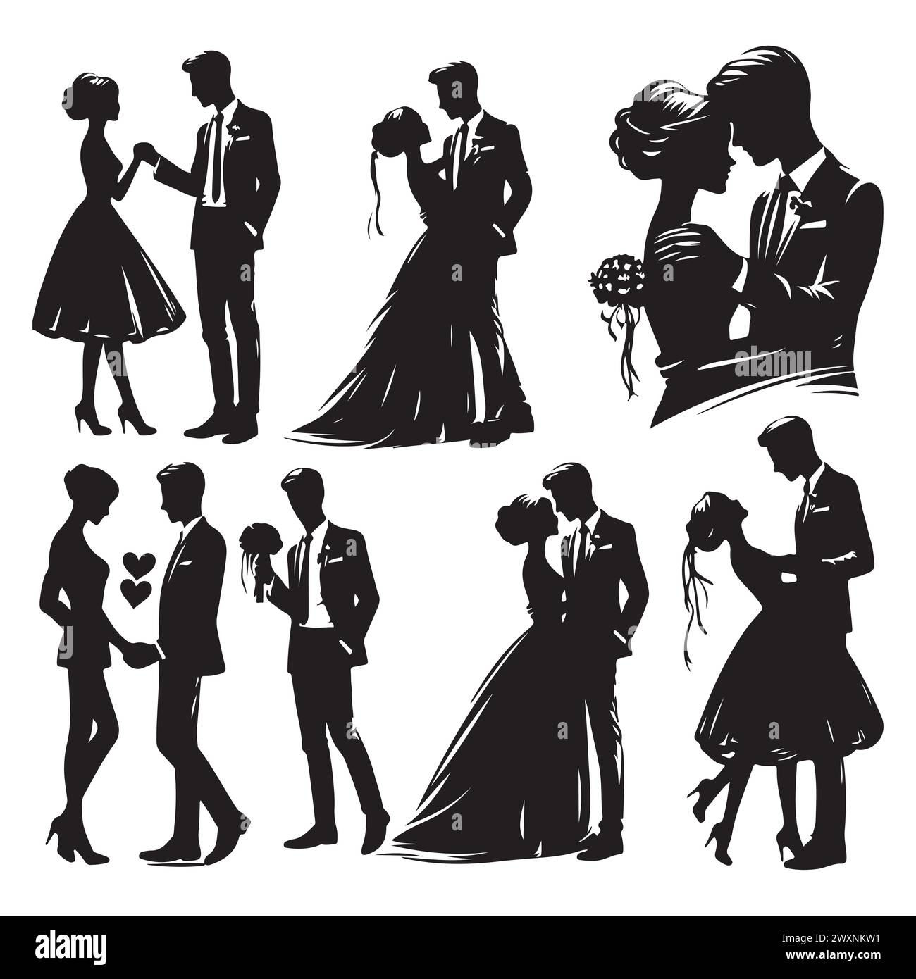 Silhouette set of romantic couple Stock Vector Image & Art - Alamy