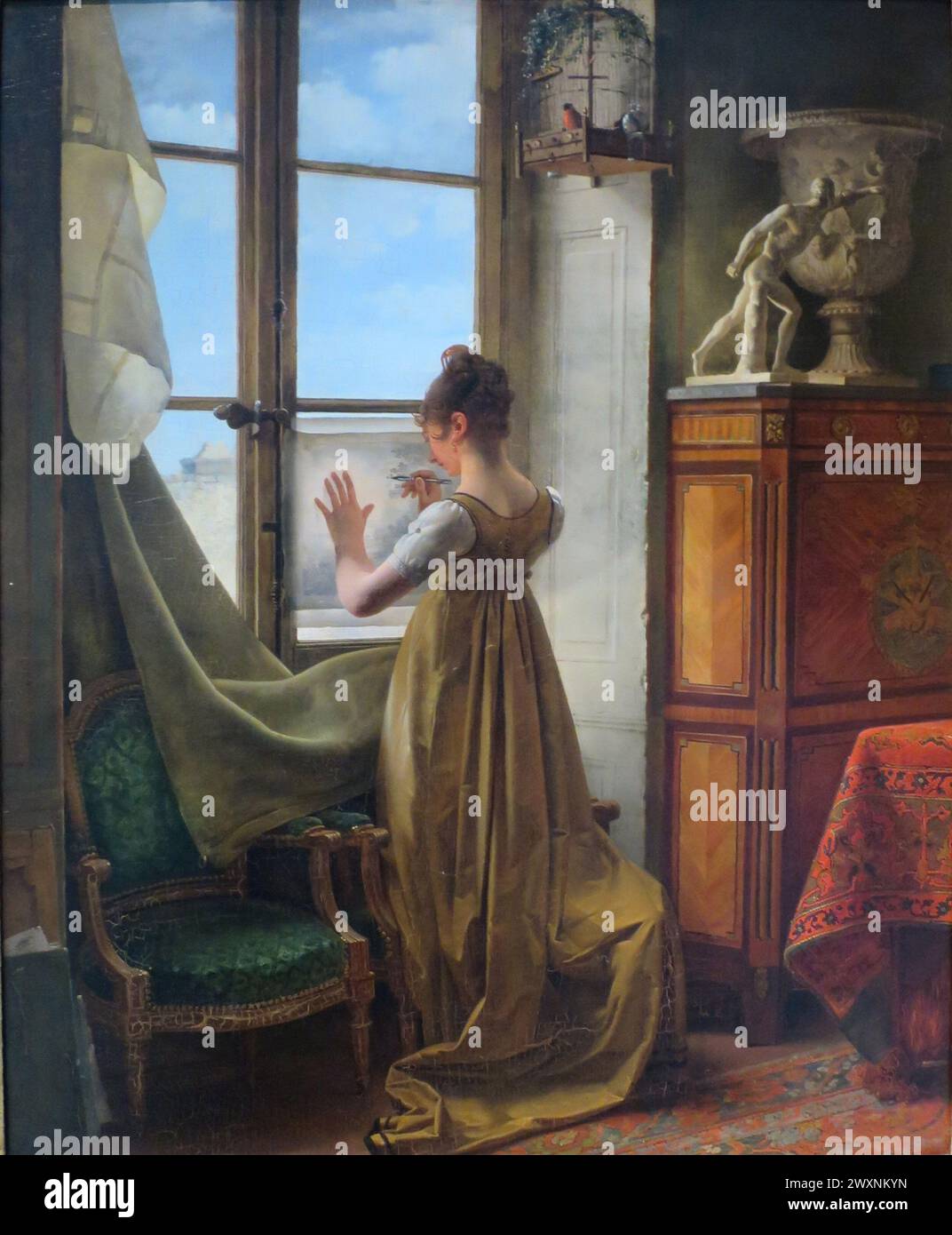 'A Girl Copying a Drawing' by Martin Drolling Pushkin Museum Stock Photo