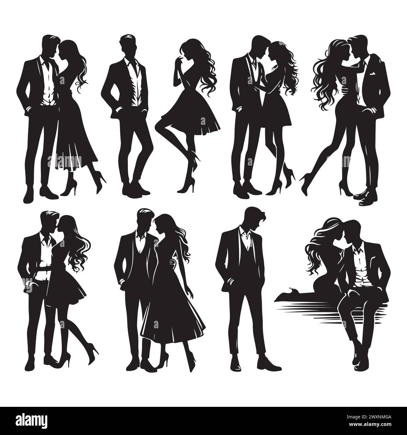 Silhouette set of romantic couple Stock Vector Image & Art - Alamy