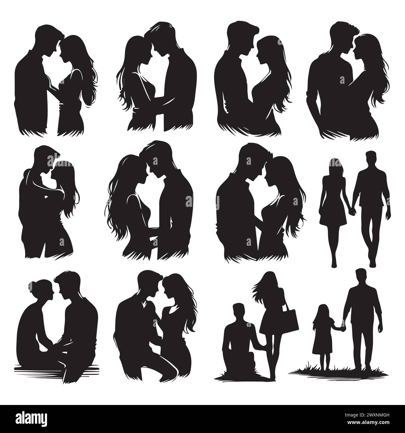 Silhouette set of romantic couple Stock Vector Image & Art - Alamy
