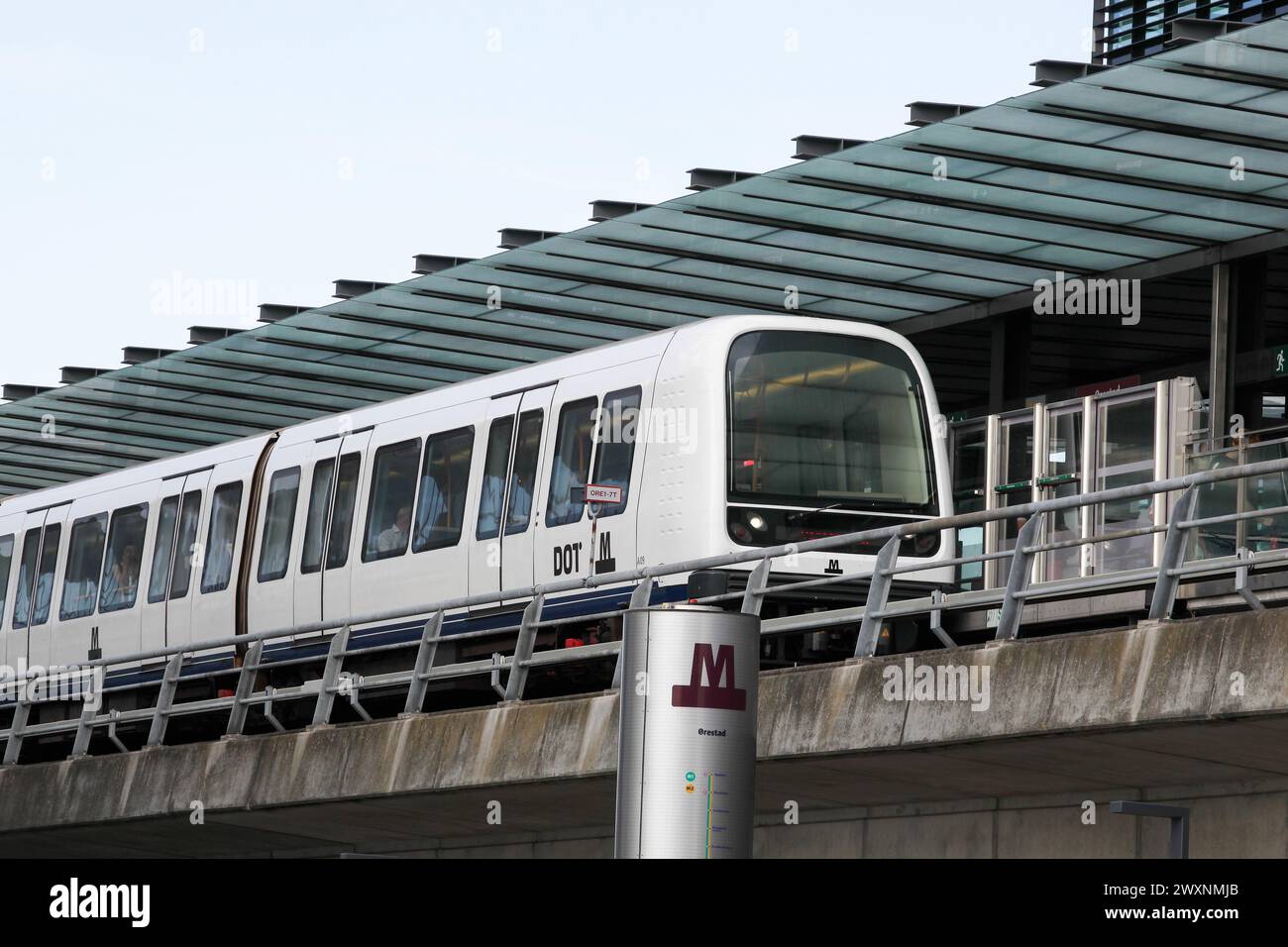 Copenhagen, Denmark - August 3, 2019: Metro station in Orestad, Copenhagen Stock Photo