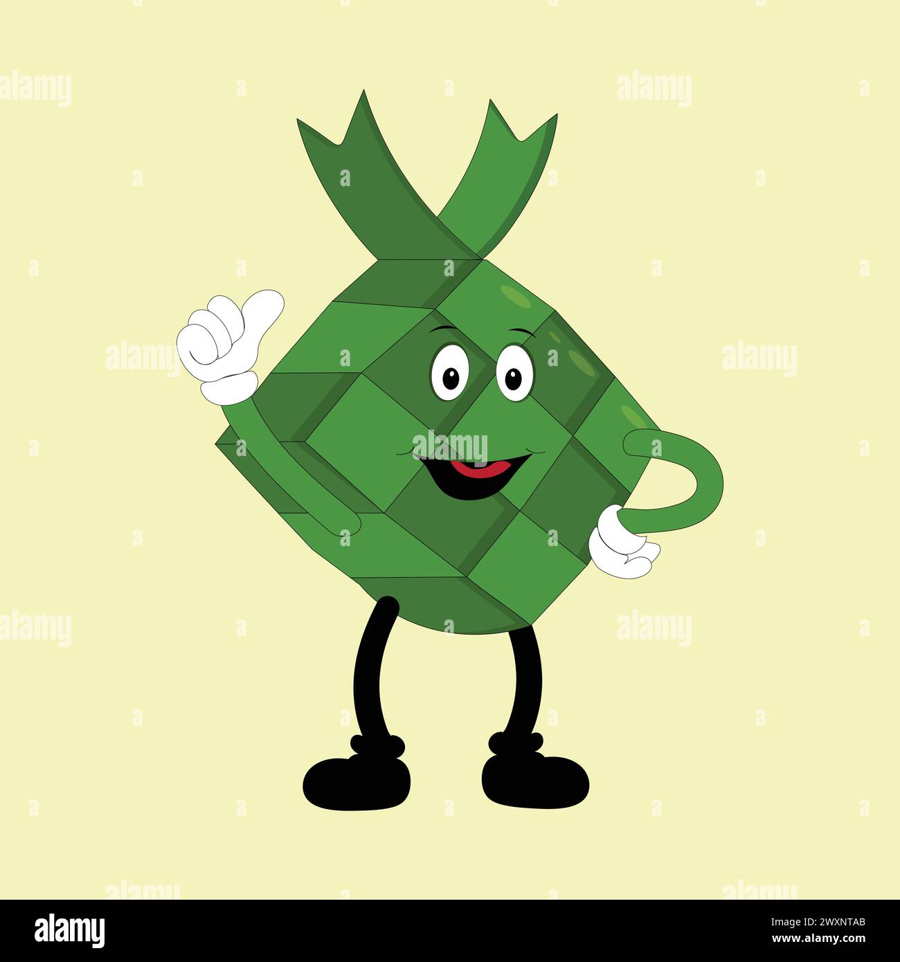 Ketupat mascot character illustration in vintage style with arms and ...