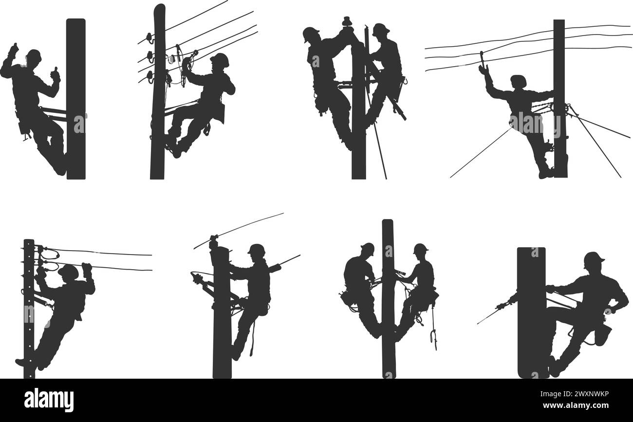 Lineman silhouette Lineworker Electrician Electrical lineman Lineman silhouette Lineworker Electrician Electrical lineman