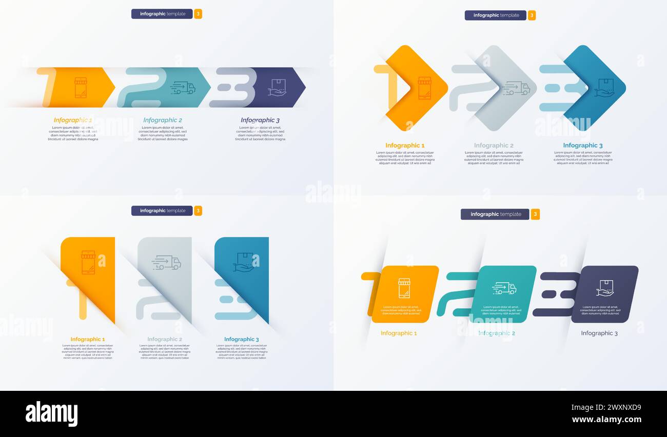 Vector Number Labels Set of vector number infographic template composed of 3 labels Stock ...