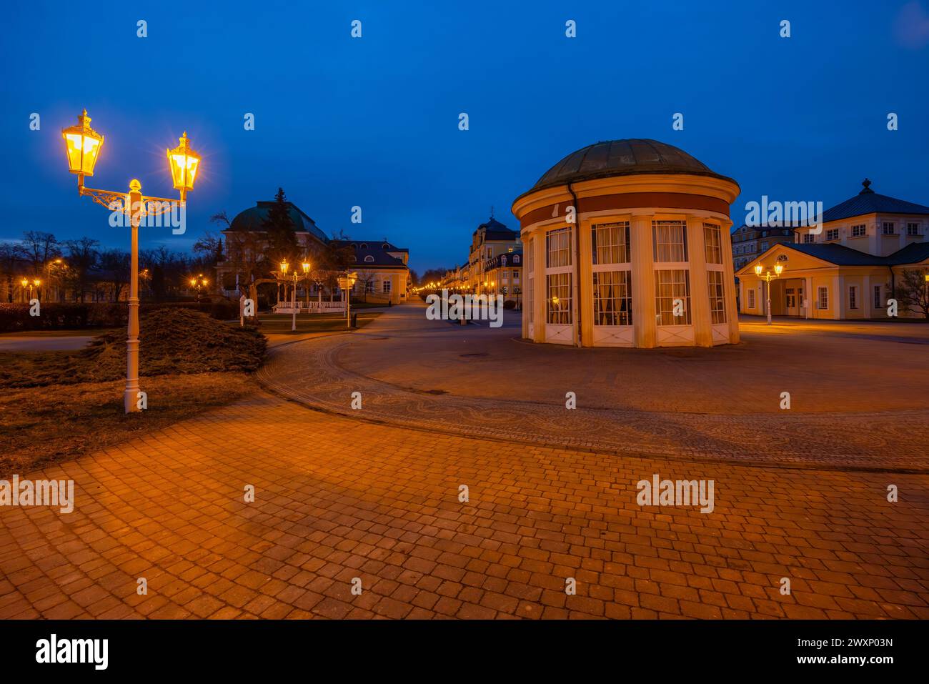 Frantiskovy lazne spa town during evening, UNESCO World Heritage Site, Western Bohemia, Czech Republic Stock Photo