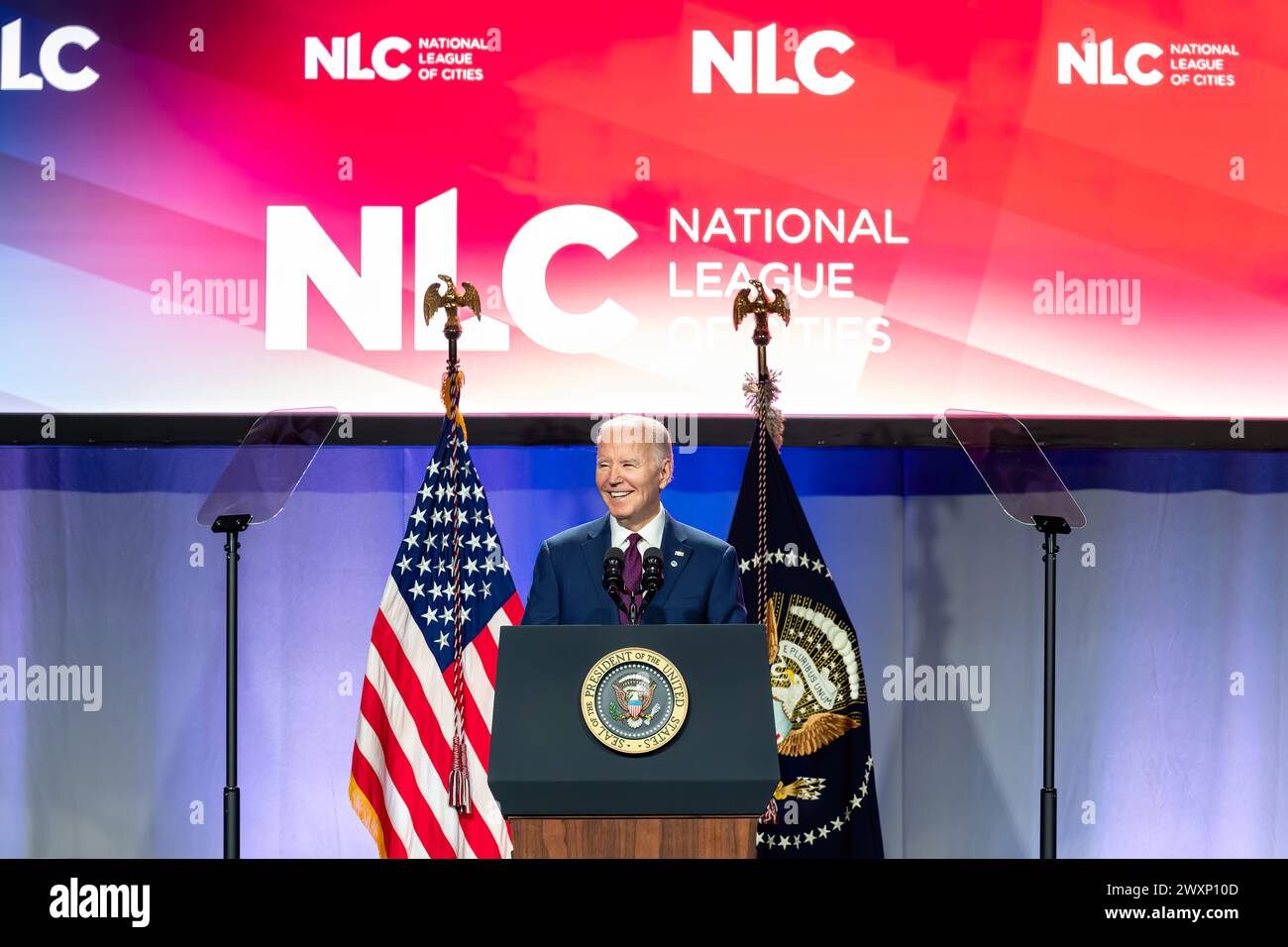 President Joe Biden delivers remarks at the National League of Cities ...
