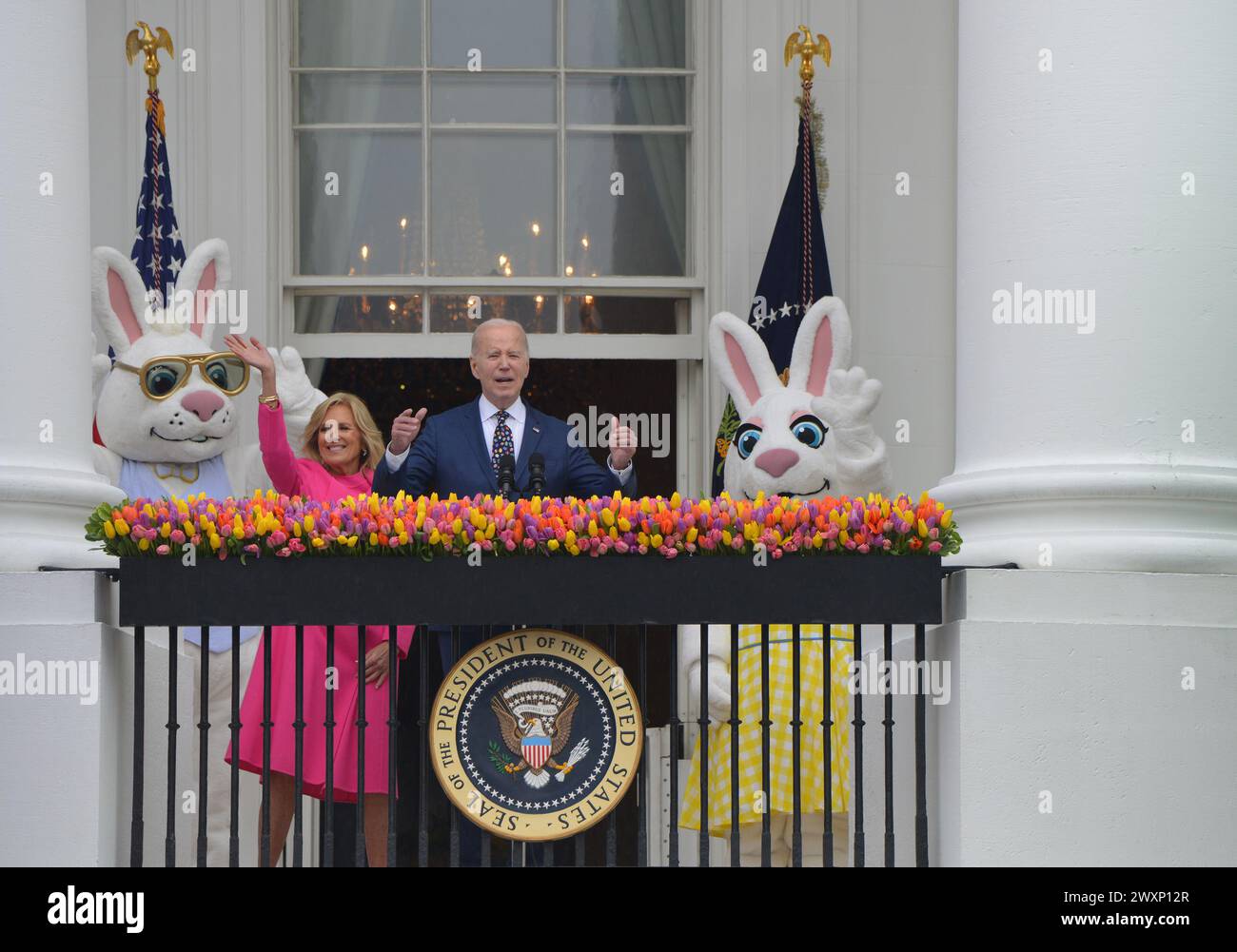 Washington DC, April 1, 2024, USA:, The Annual White House Easter Egg roll takes place on the grounds of the White House with President Joe Biden and Stock Photo