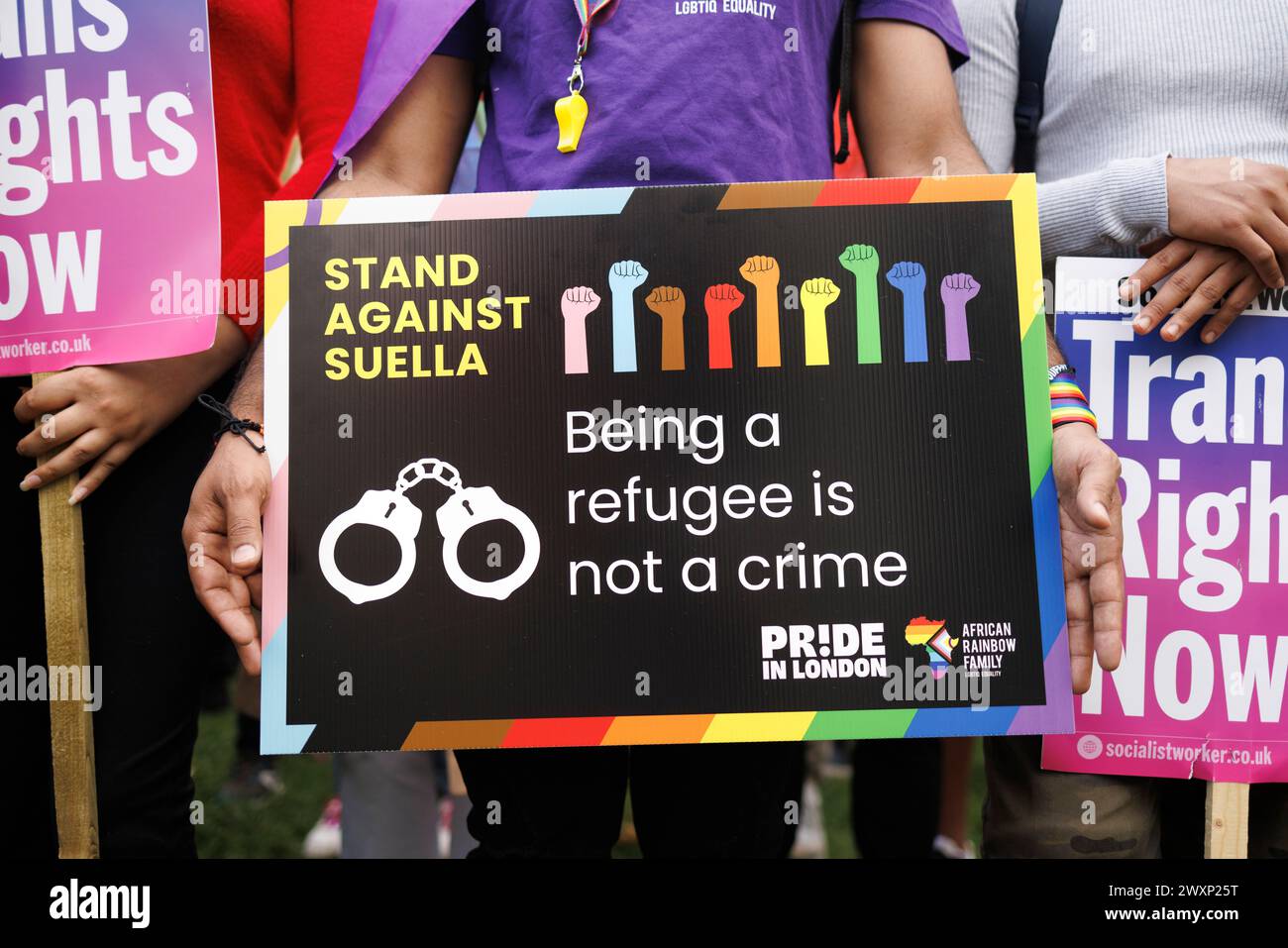 1st Oct. 2023. Parliament Sq.LGBTI+ protest against Suella Braverman's asylum policy. Stock Photo