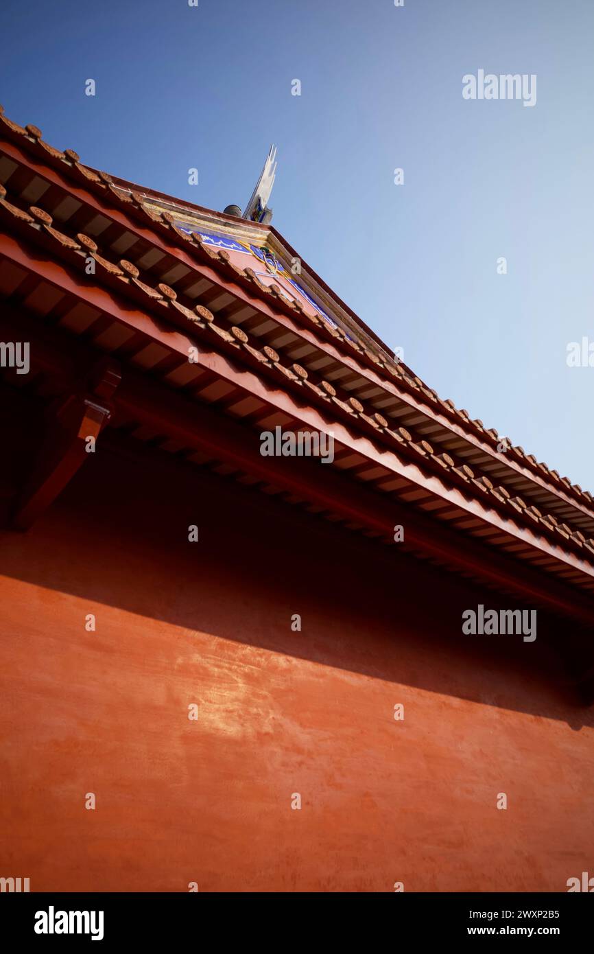 Martial Temple against blue sky in Tainan, Taiwan Stock Photo