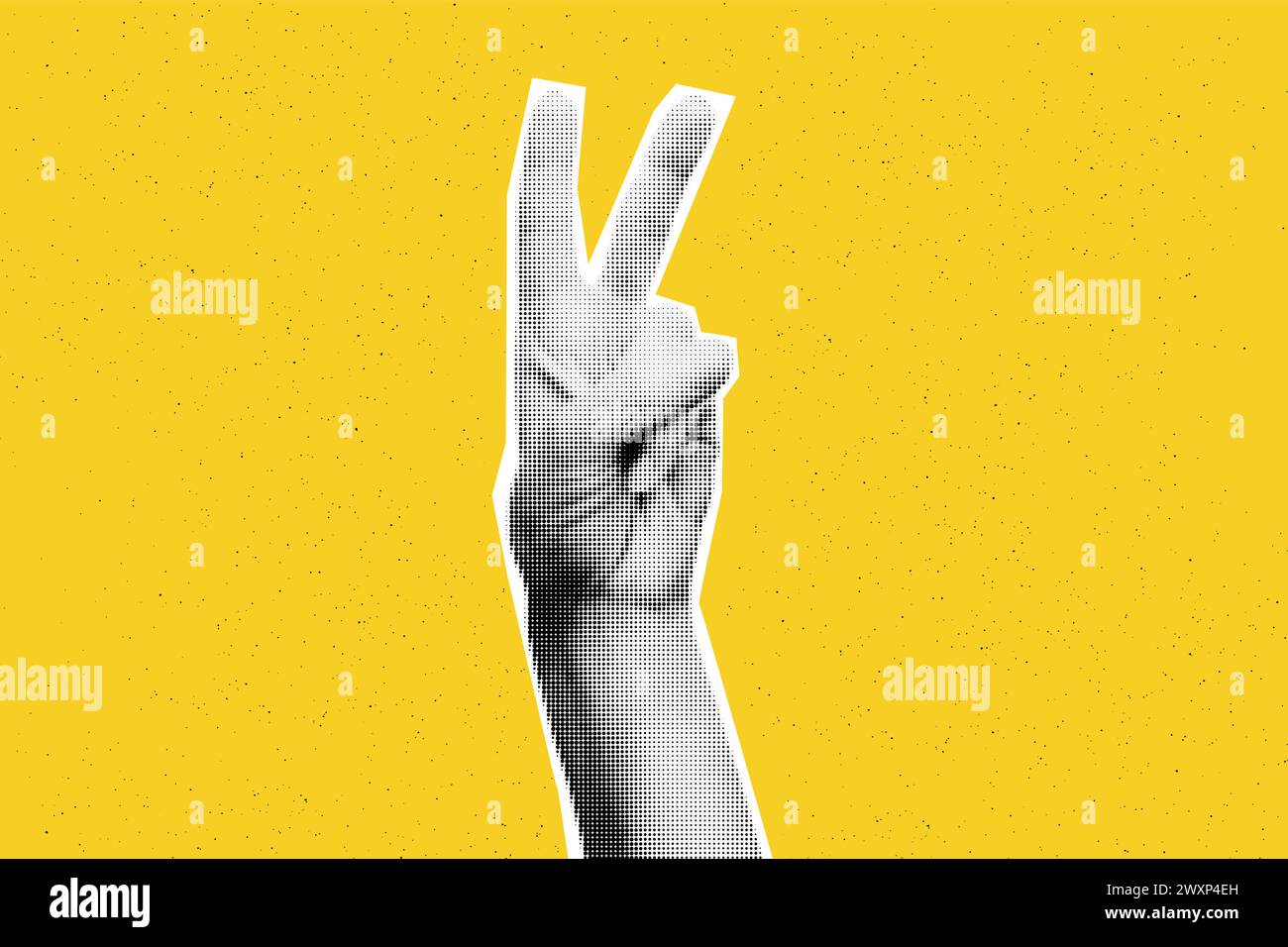 Collage element Victory hand piece sign vector illustration Stock ...