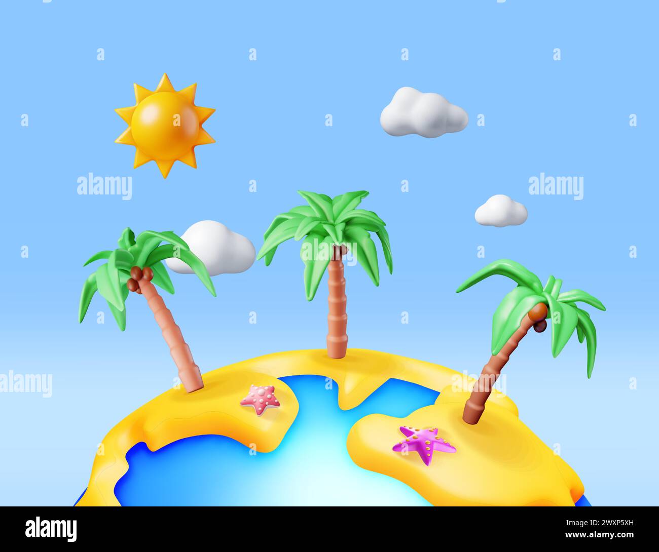 3D Landscape of Palm Tree on Beach Stock Vector Image & Art - Alamy