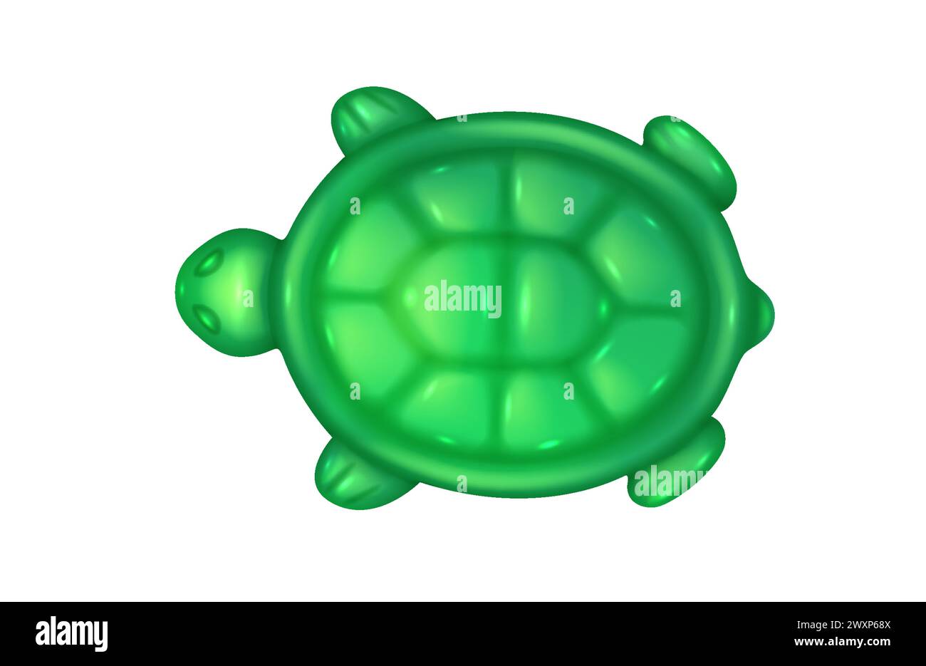 Cute gummy turtle 3d realistic vector illustration. Reptile shaped jelly sweets creative design. Healthy snack on white background Stock Vector