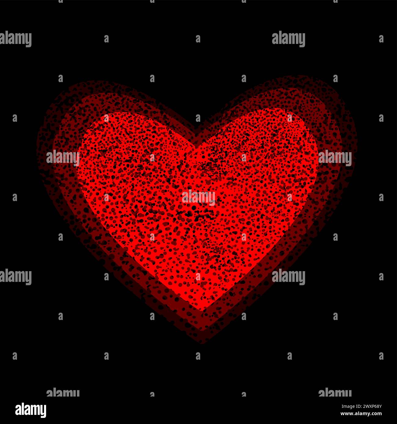 Heart red texture on a black background. hand drawing. Not AI. Vector ...