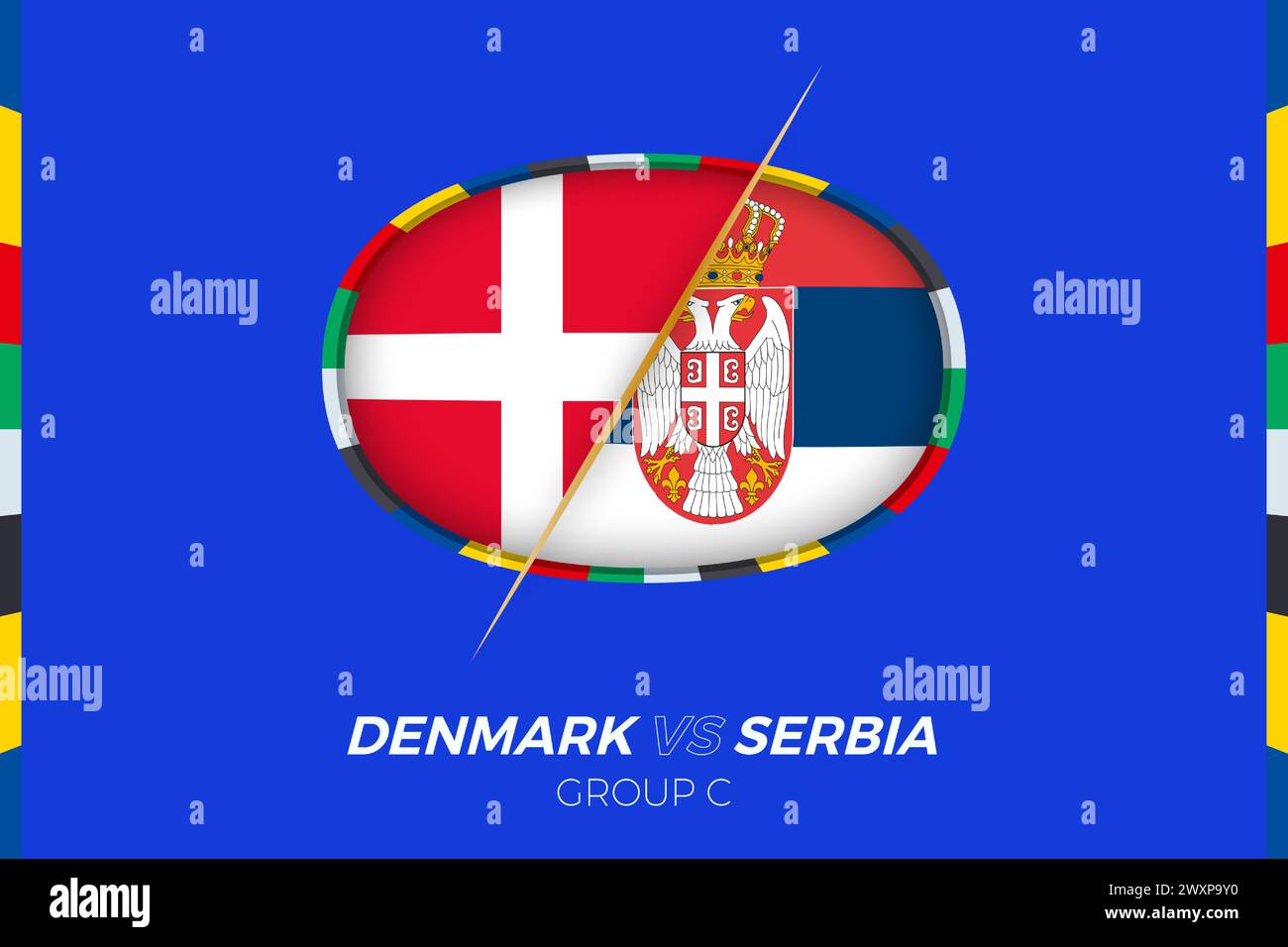 Denmark vs Serbia football match icon for European football Tournament