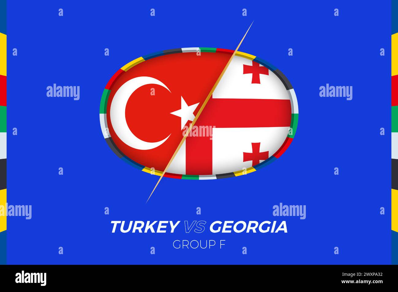 Turkey vs football match icon for European football Tournament