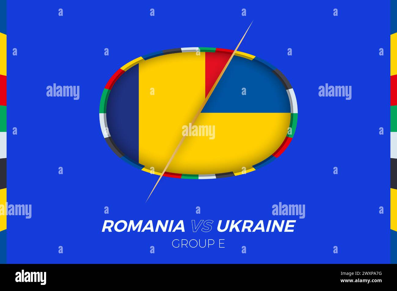 Romania vs Ukraine football match icon for European football Tournament