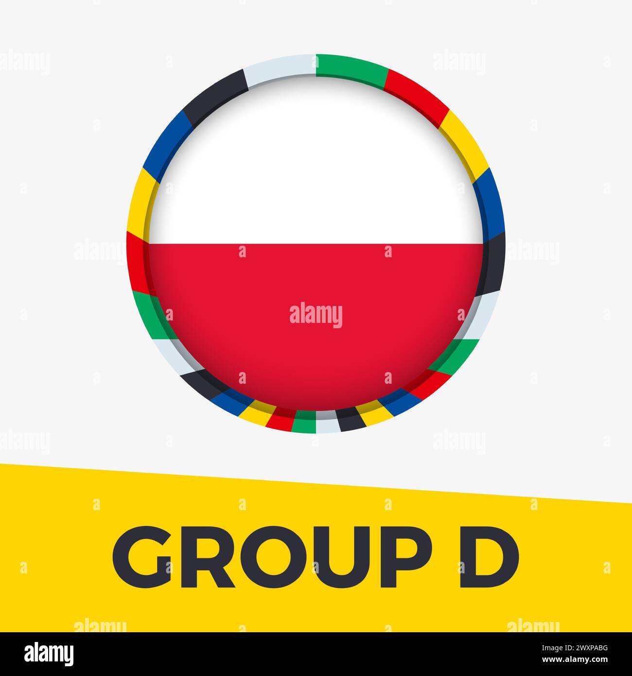 Poland flag stylized for European football tournament 2024. Circle flag