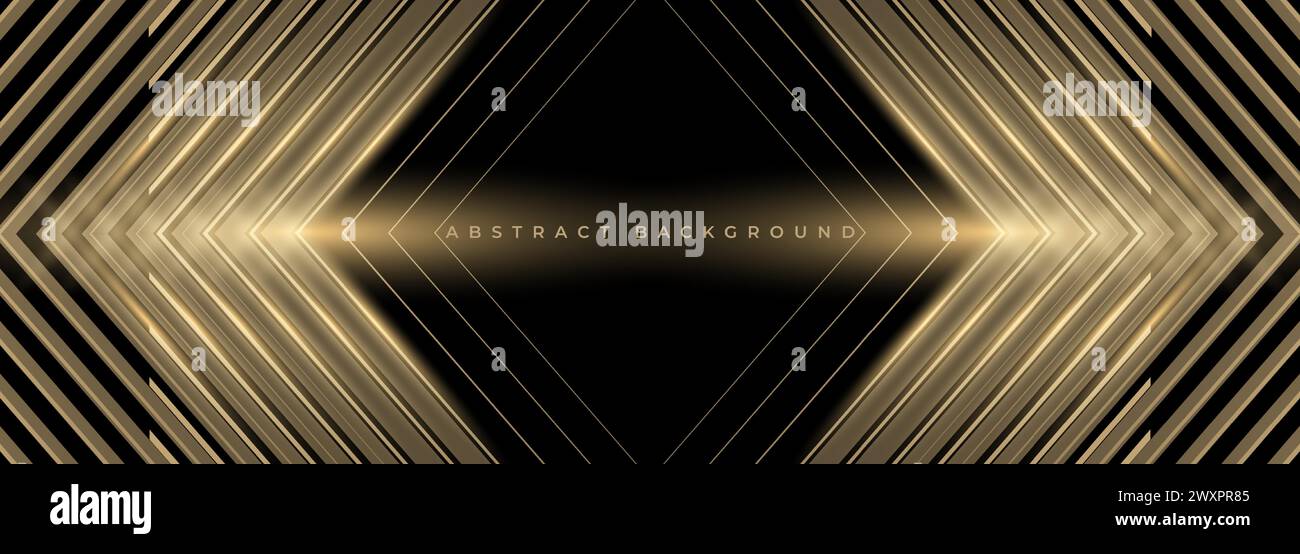 Abstract luxury black and gold background with arrows and angles ...