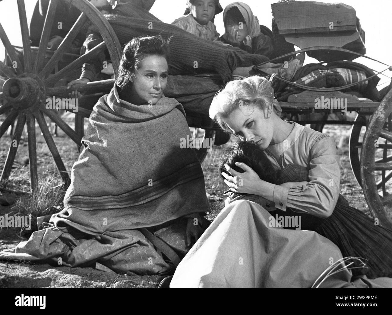 Dolores Del Rio, Carroll Baker, on-set of the film, 'Cheyenne Autumn', Warner Bros., 1964 Stock Photo