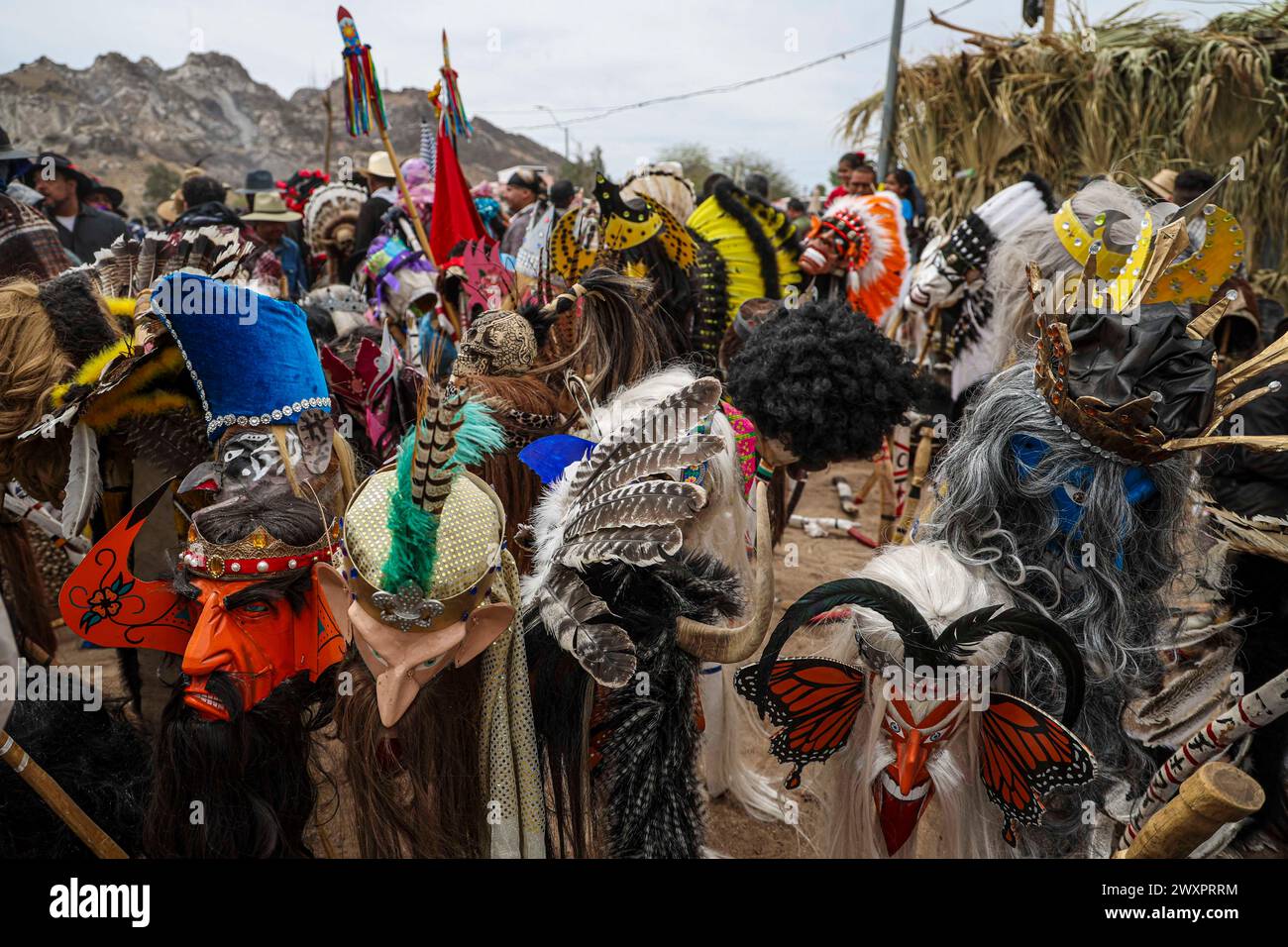 Holy Week Masks HERMOSILLO, MEXICO - MARCH 30: detail of several Pharisee masks, during ...