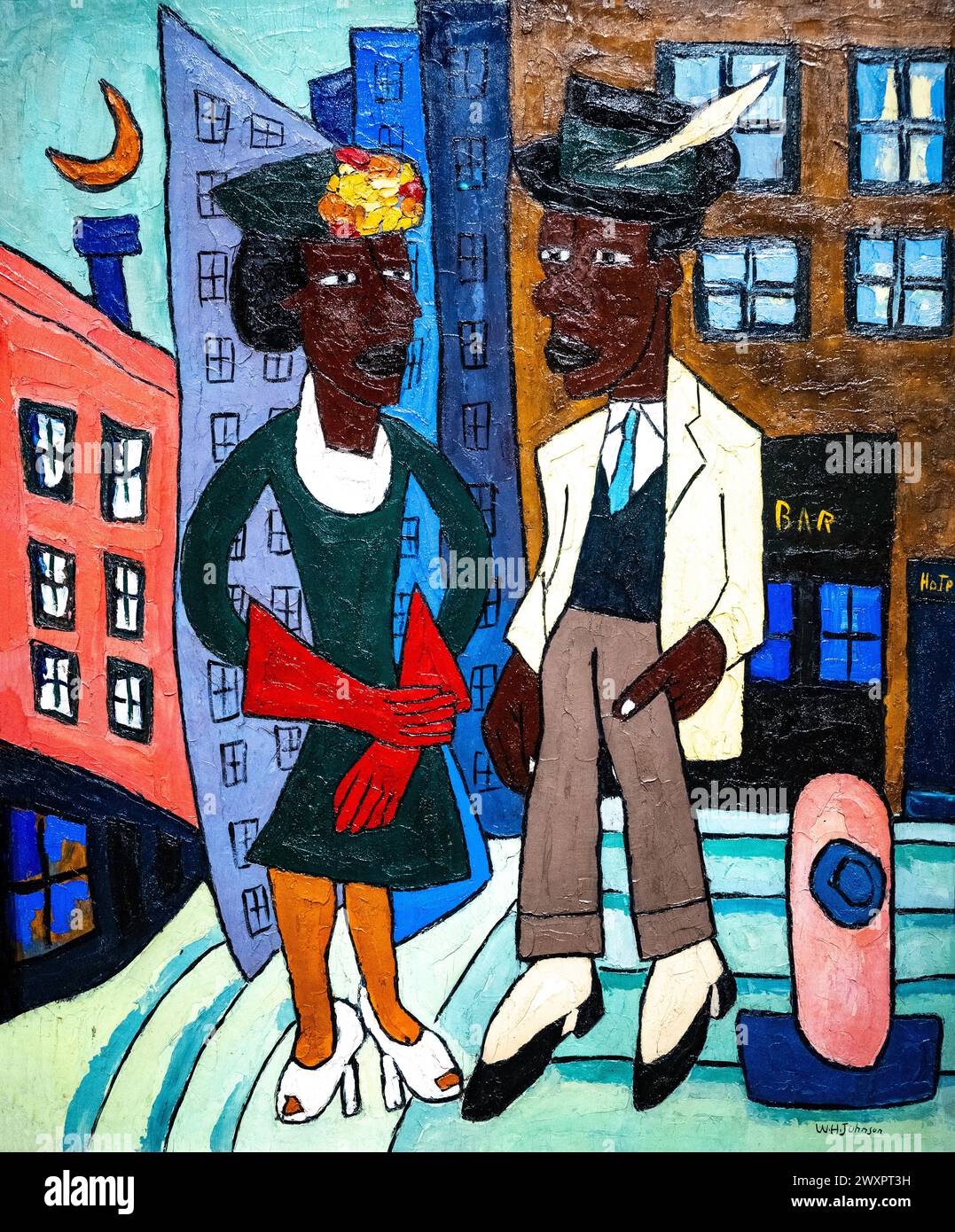 painting by William H. Johnson called Street Life, Harlem done in 1939-40 Stock Photo