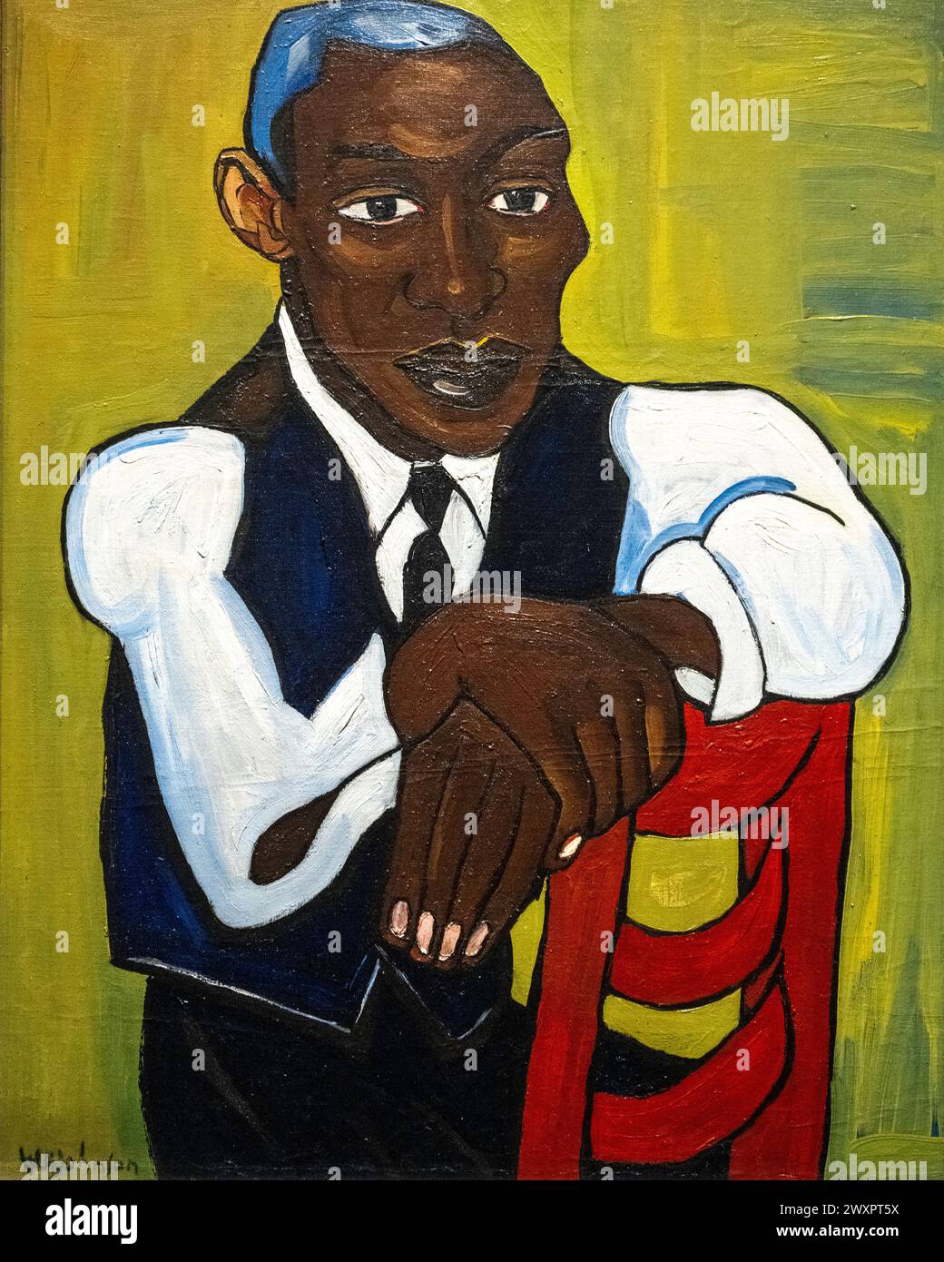 William H Johnson painting called Man In A Vest done in 1939-40 Stock Photo