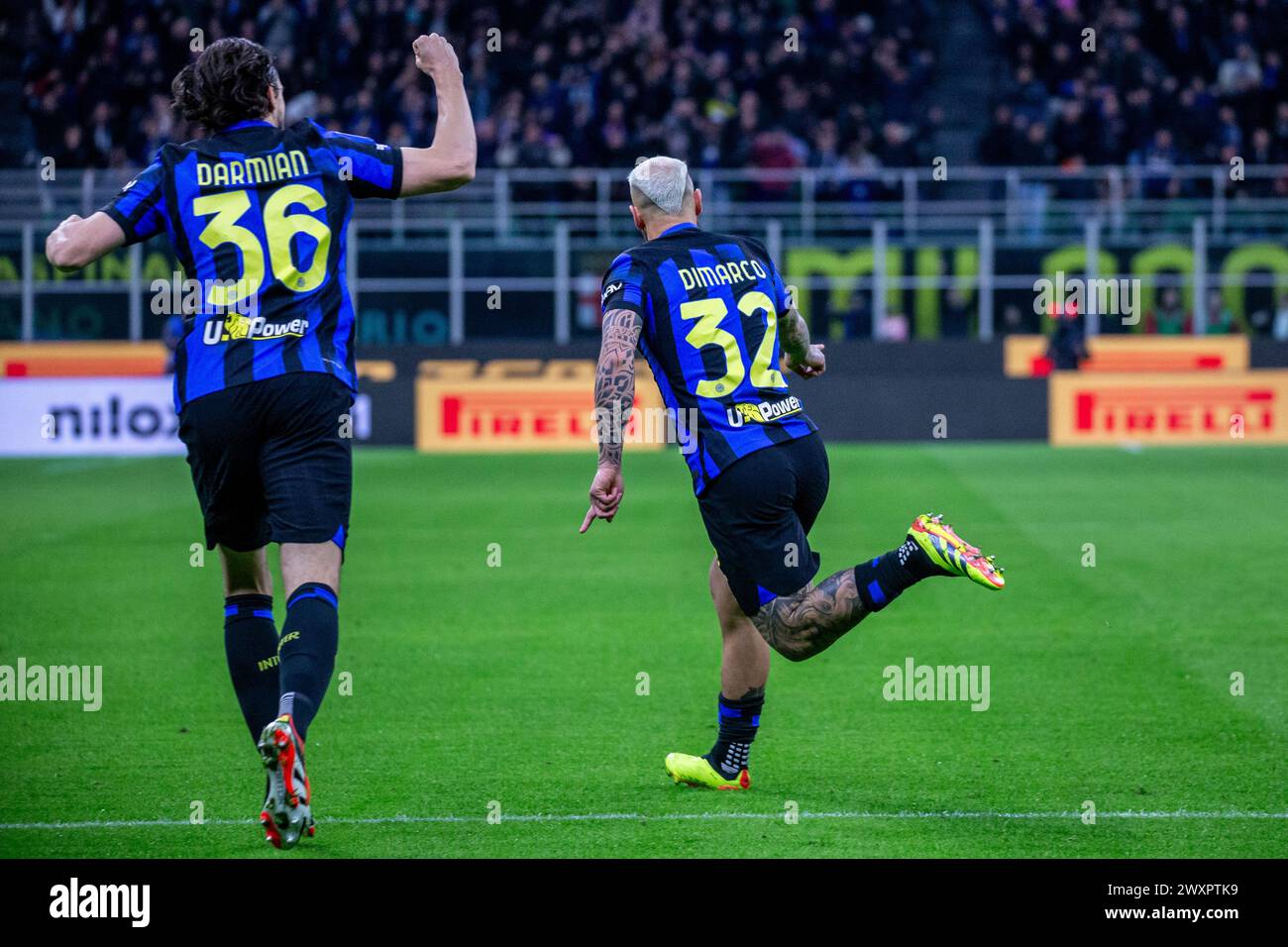 Milan, Italy - april 1 2024 - Inter vs Empoli serie A - dimarco ...