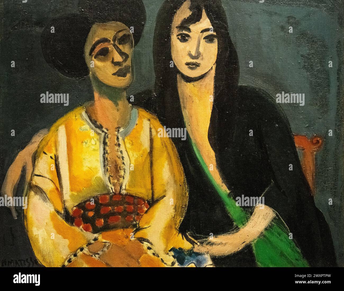 Henri Matisse painting called Aicha and Lorette done in 1917, shows the friendships between the black and white race in Montparnasse Paris Stock Photo