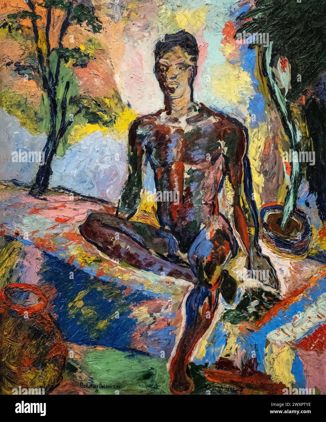 Beauford Delaney painting called Dark Rapture done of the writer James Baldwin in 1941 Stock Photo