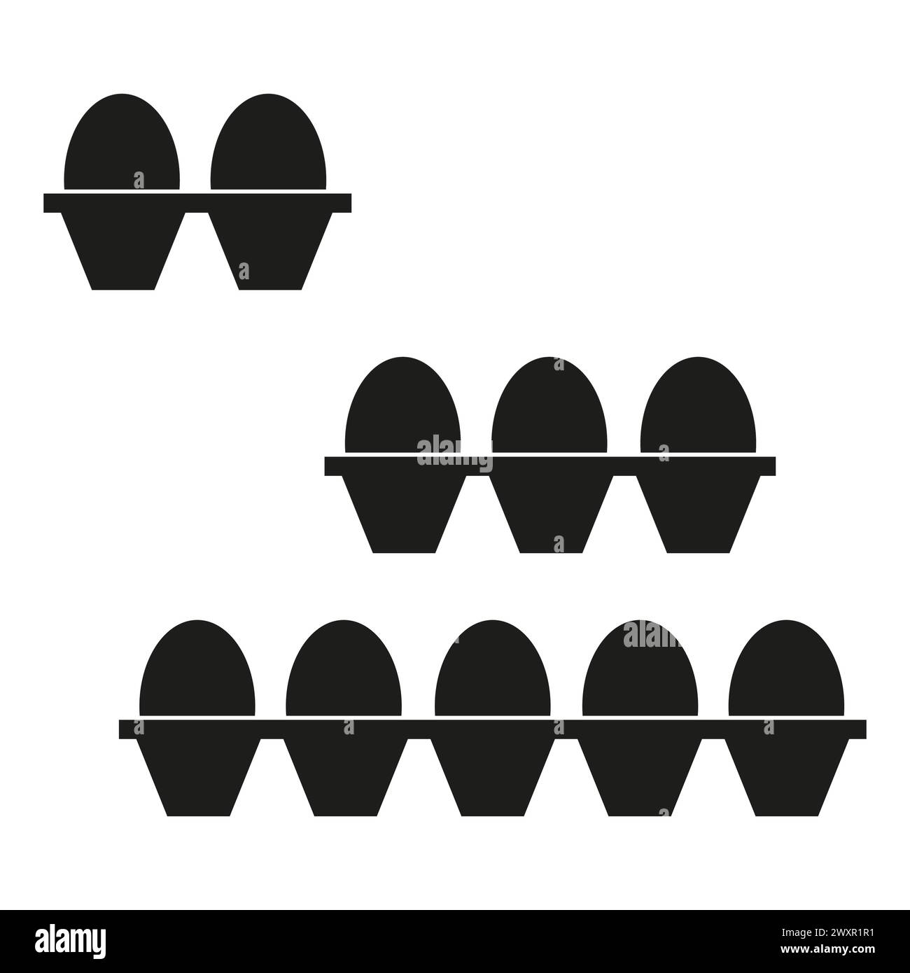 Egg carton icons set. Various egg container sizes. Vector illustration