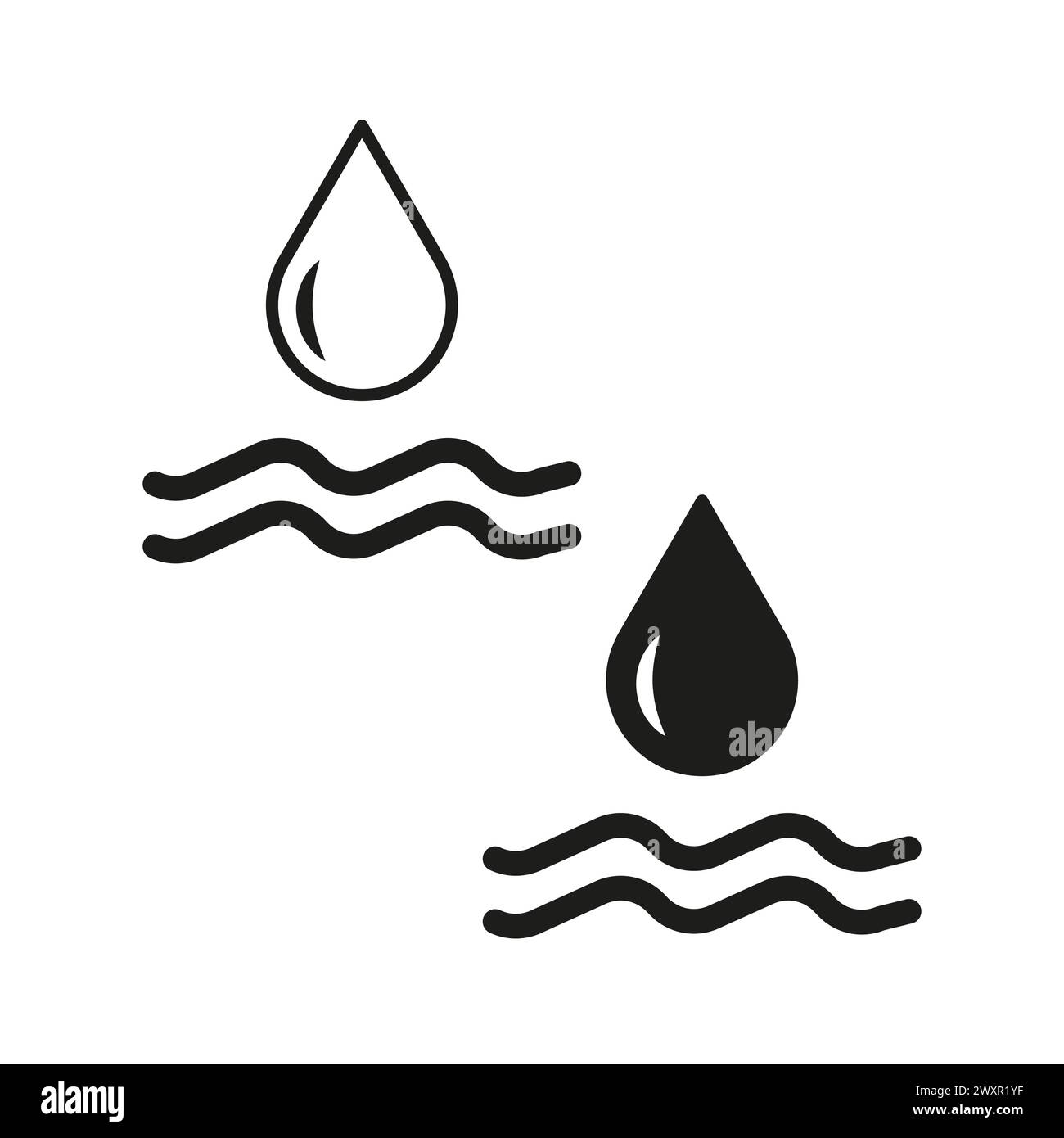 Water conservation symbol. Drop and waves icon. Vector illustration