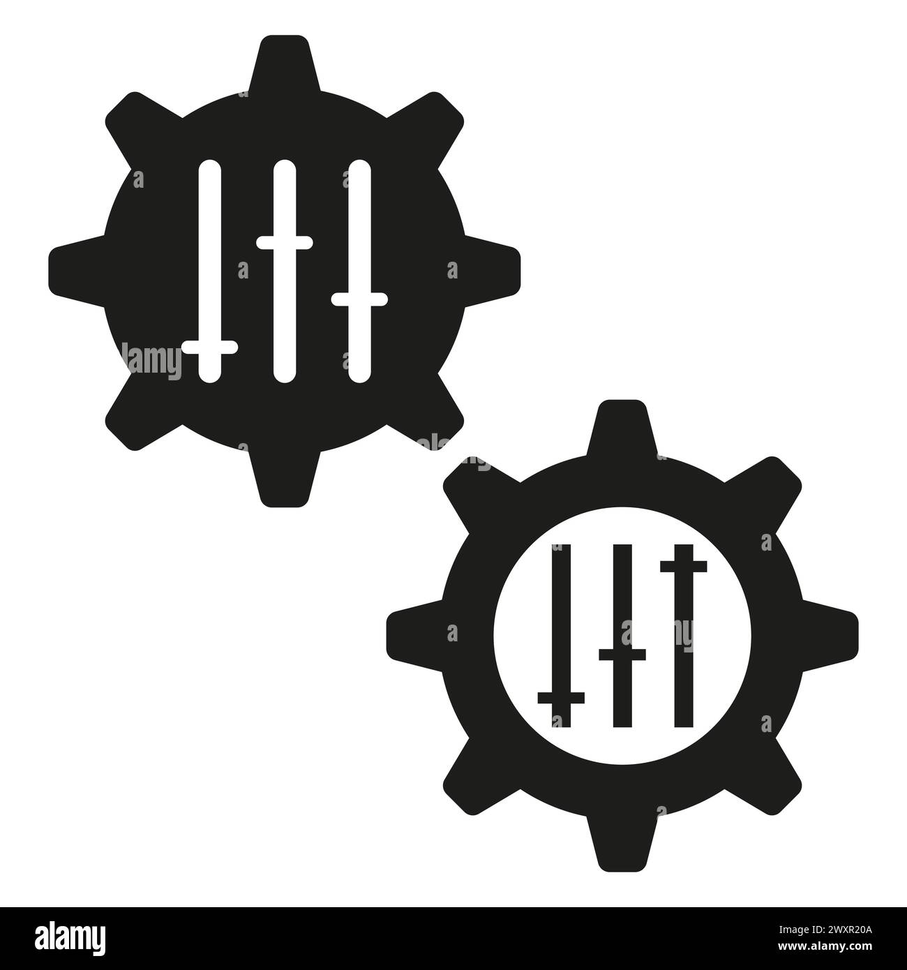 Gear settings icons. Configuration control symbols. Vector illustration ...