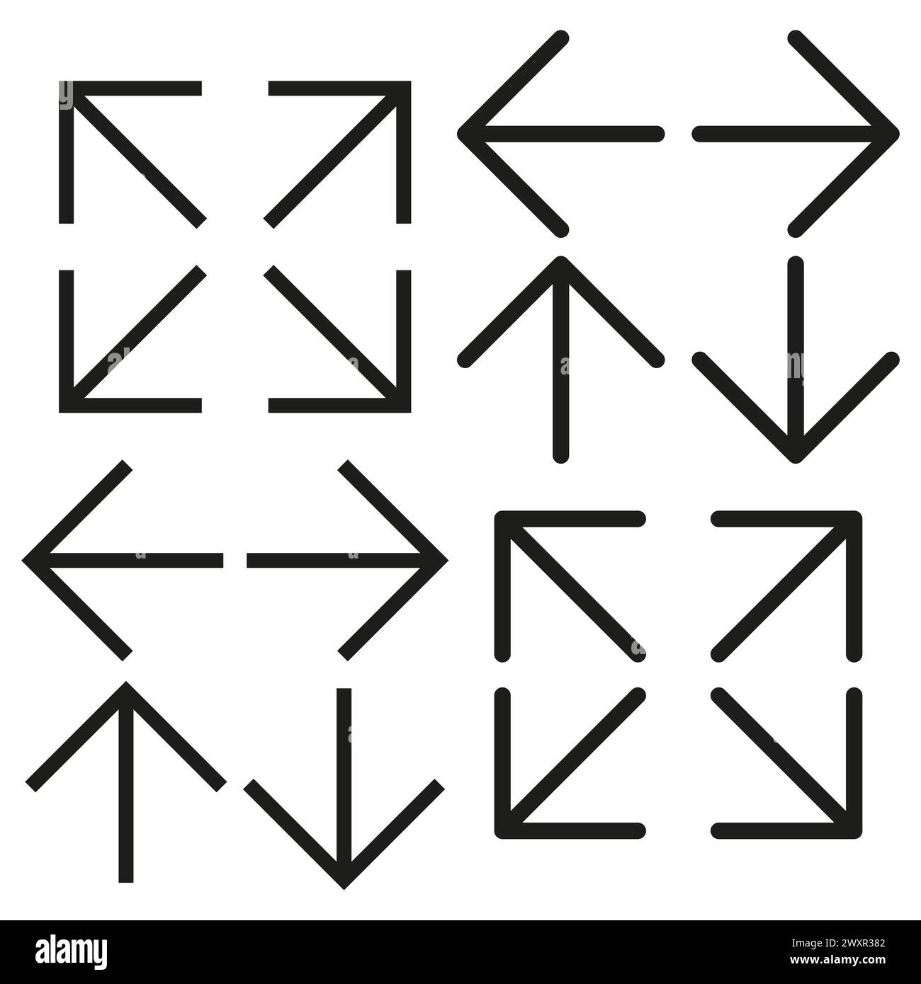 Abstract geometric arrow icons. Minimalist navigation symbols. Simple ...