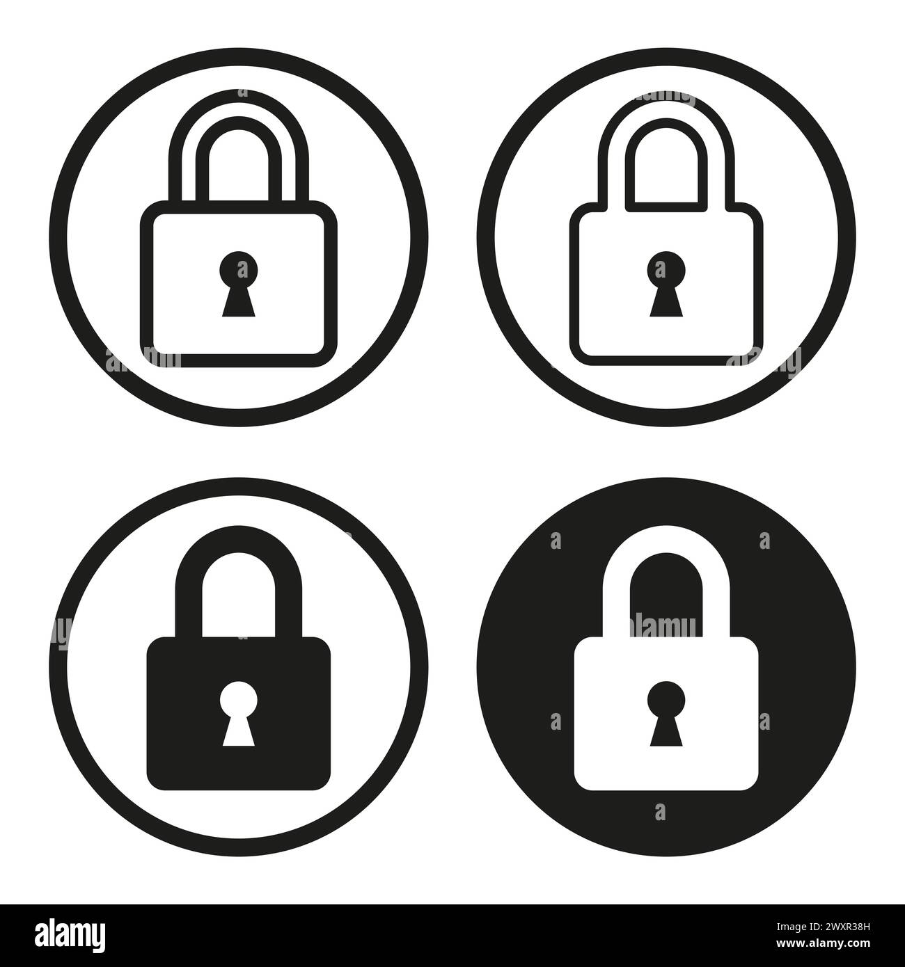 Padlock icons set. Security and protection symbols. Vector illustration. EPS 10. Stock Vector