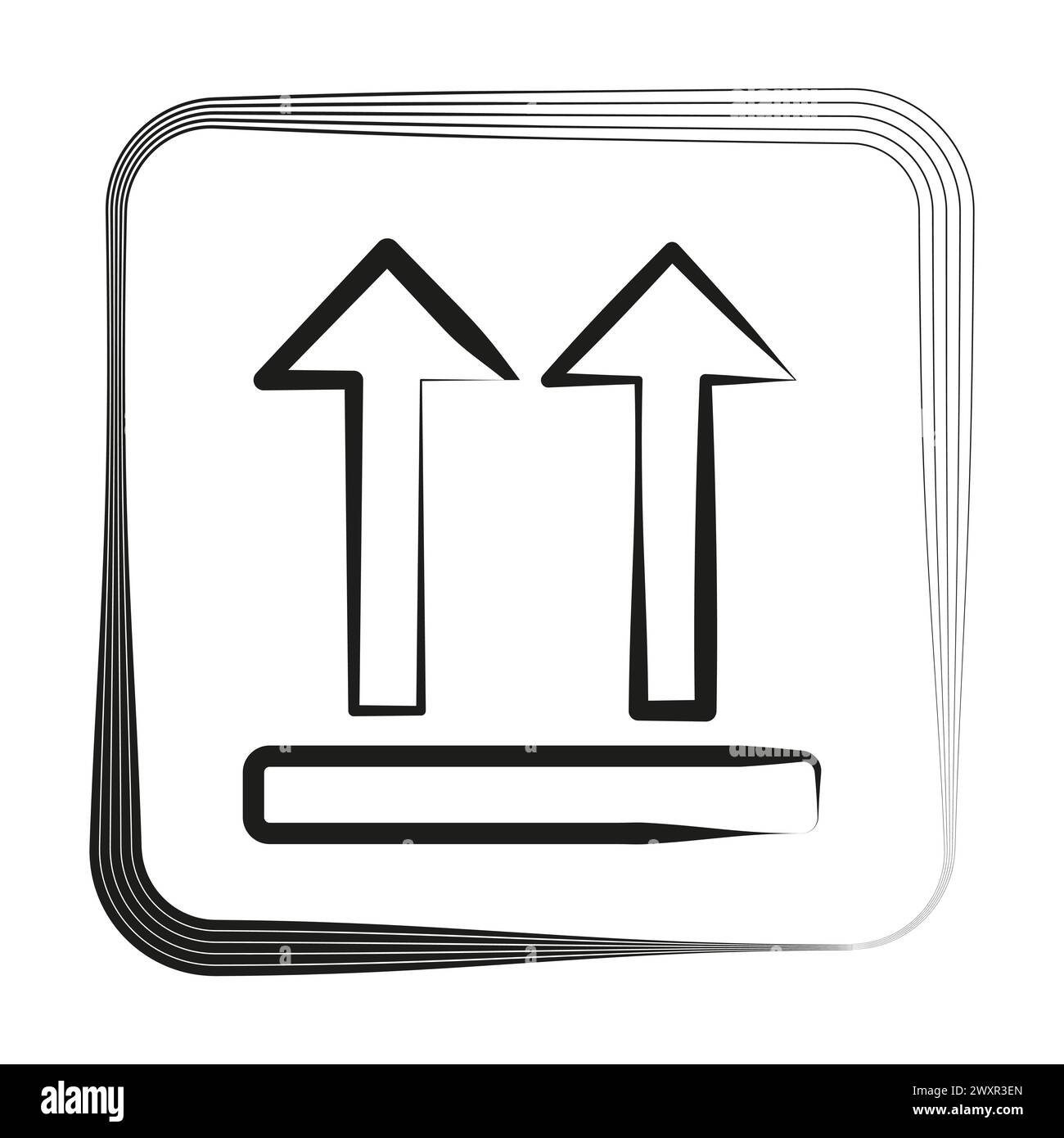 Double upward arrows. Progress symbol. Directional square frame. Vector ...